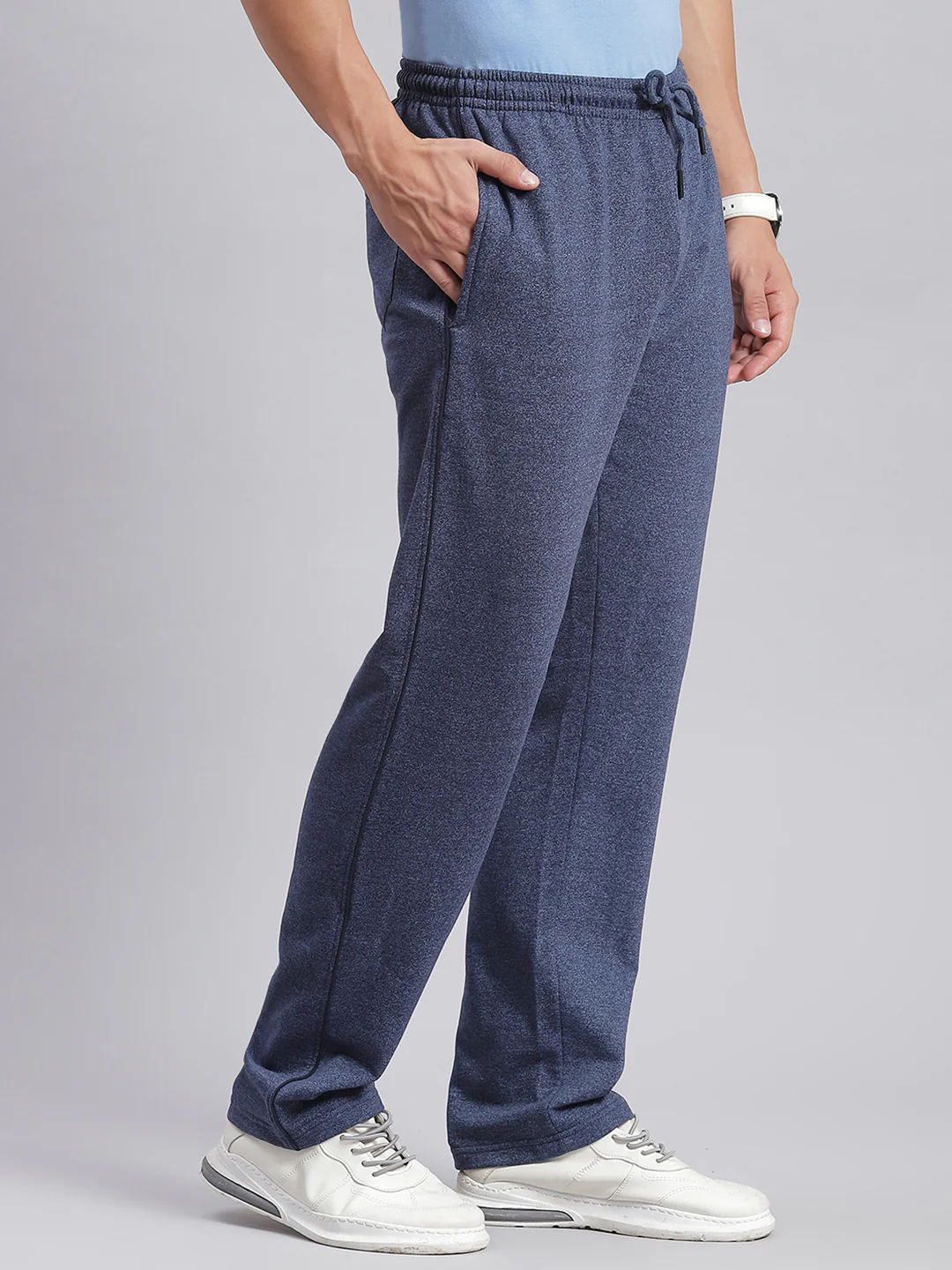 Men Blue Solid Regular Fit Winter Lowers - Image 4