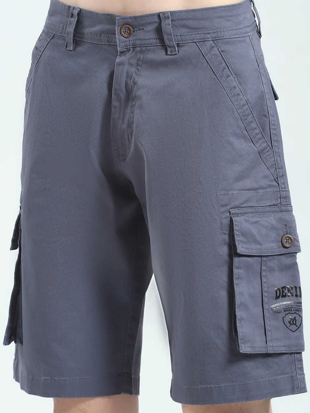 Men Blue Solid Regular Fit Shorts - Image 6