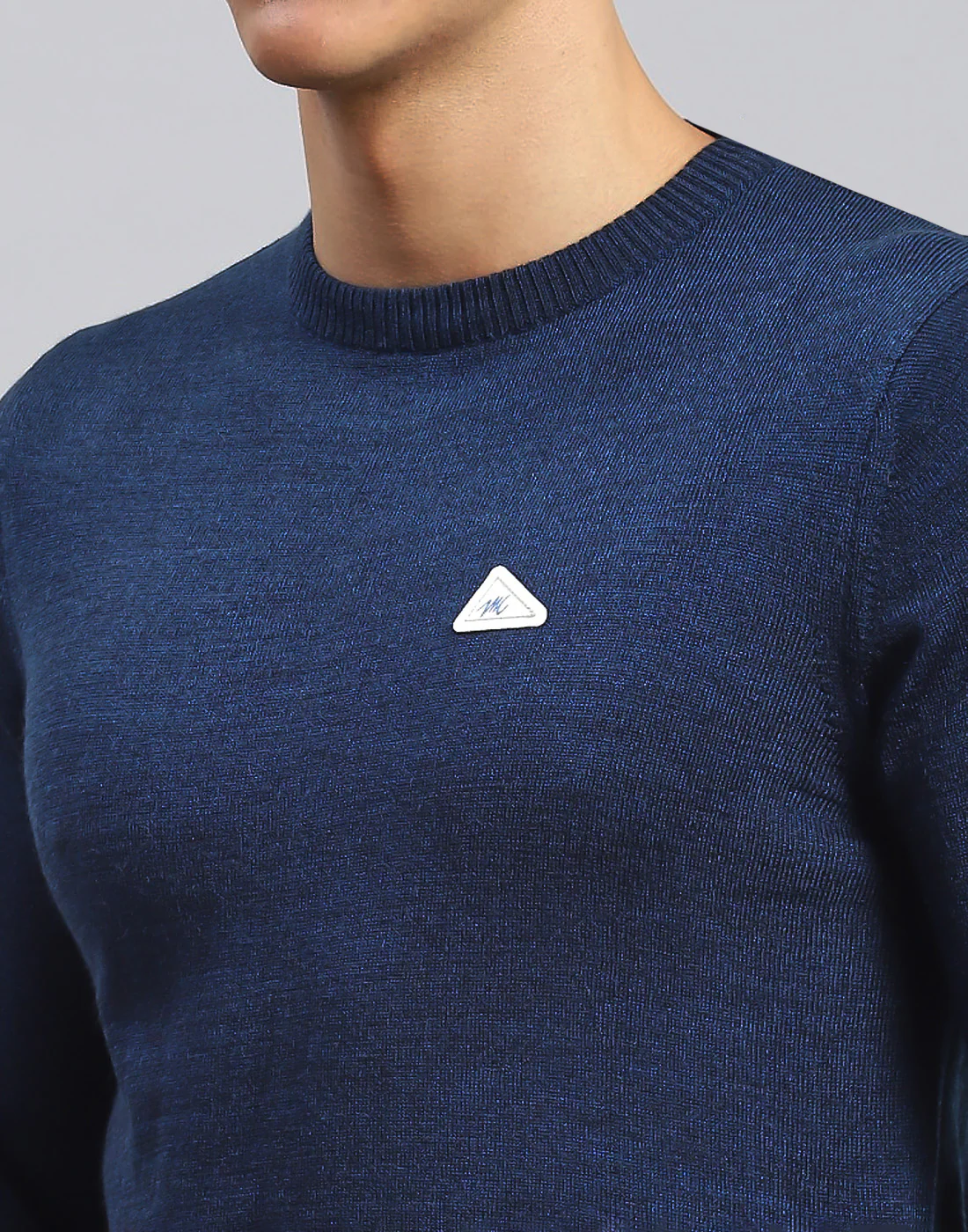 Men Blue Solid Round Neck Full Sleeve Pullover - Image 6