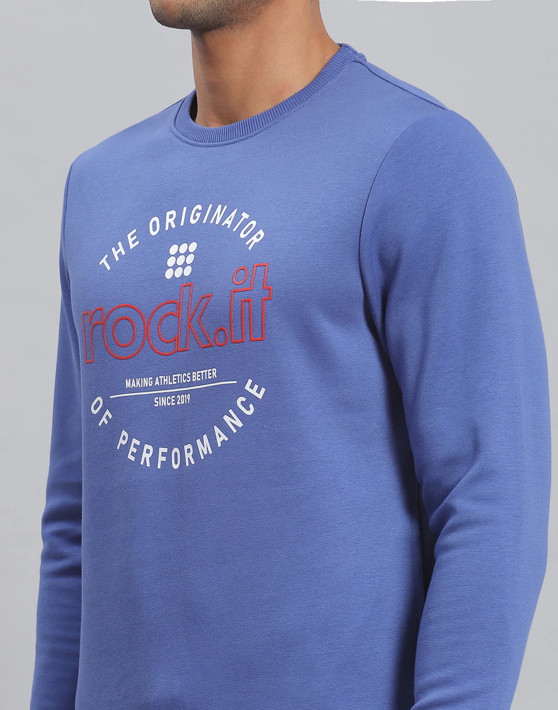 Rock.it Men Blue Solid Round Neck Full Sleeve Sweatshirt - Image 6