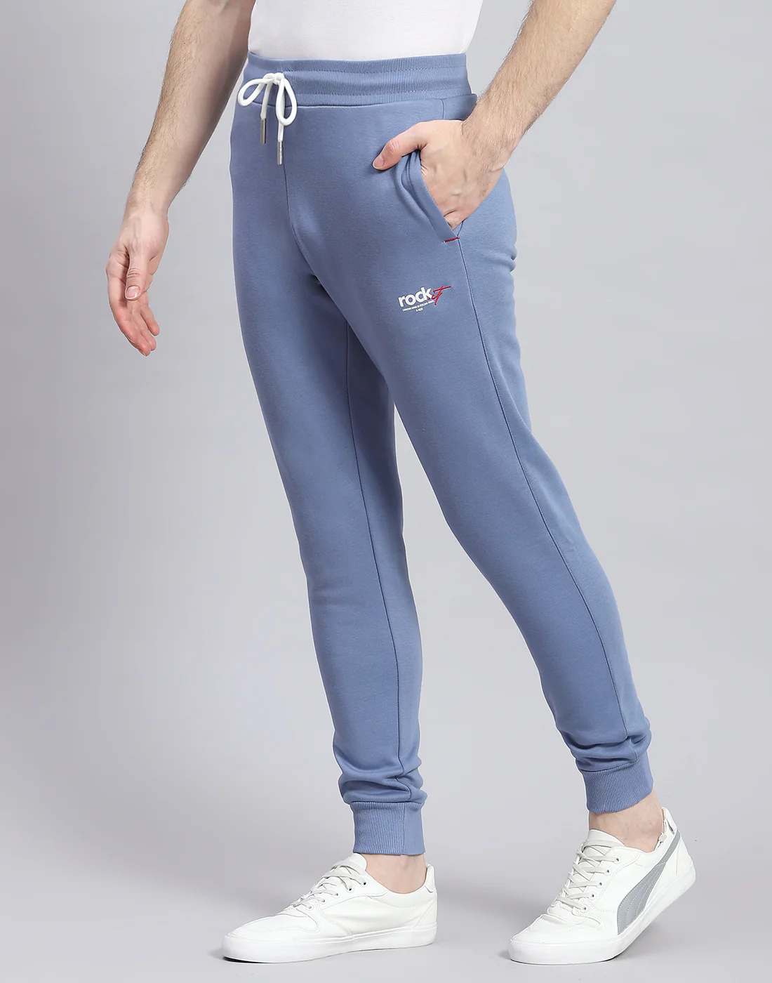 Rock.it Men Blue Solid Round Neck Full Sleeve Tracksuit - Image 7