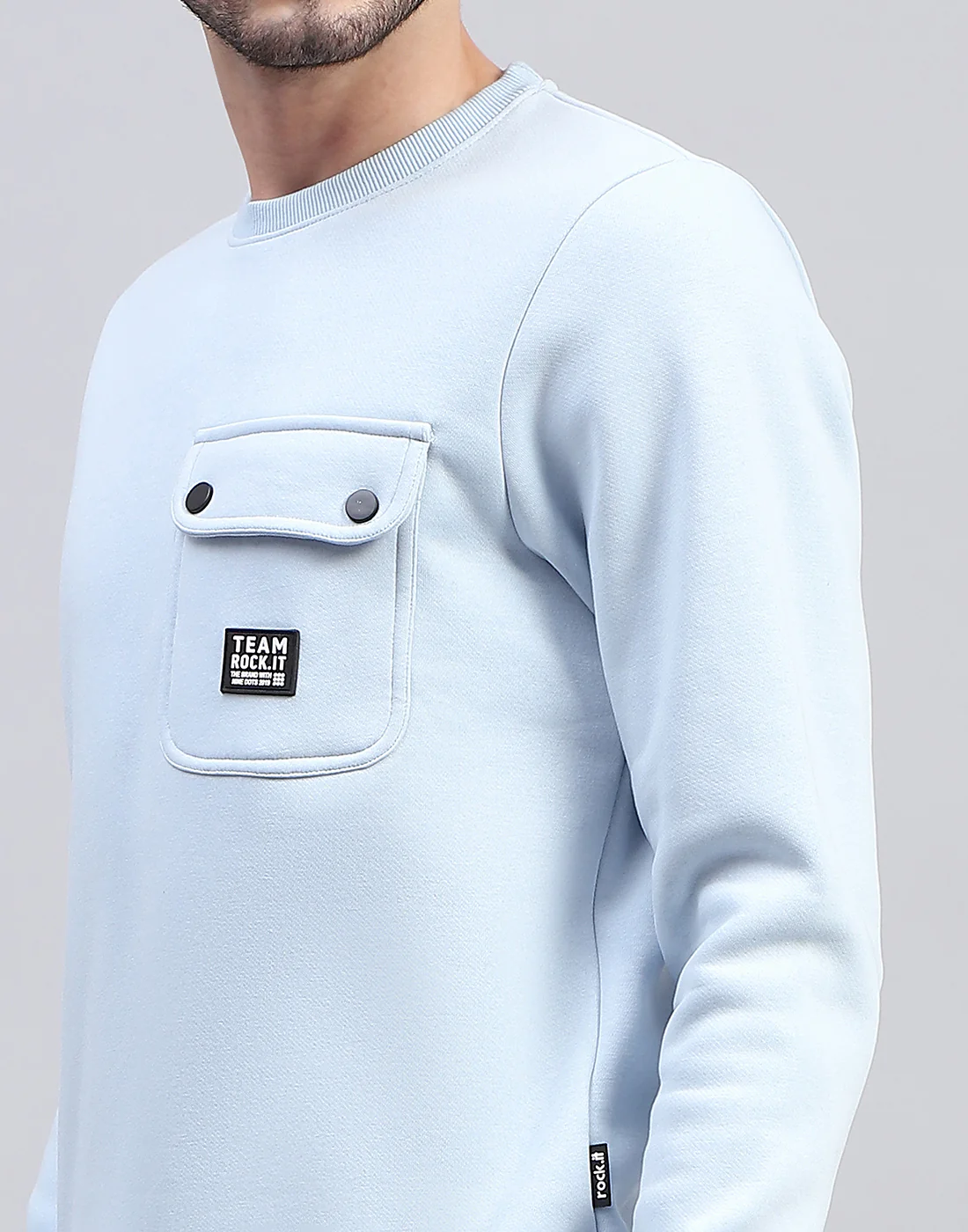 Rock.it Men Blue Solid Round Neck Full Sleeve Tracksuit - Image 7
