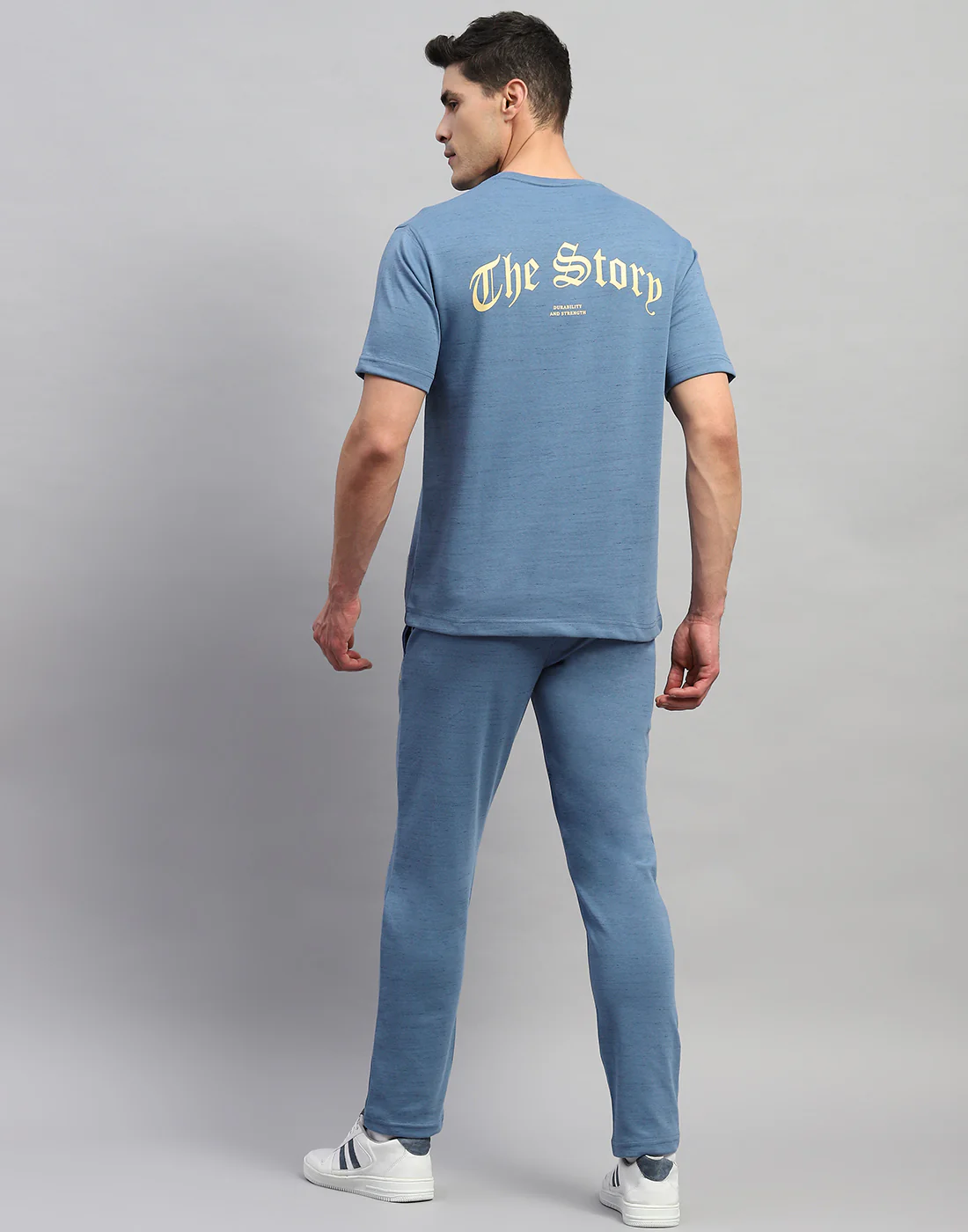Rock.it Men Blue Solid Round Neck Half Sleeve Lower Set - Image 5
