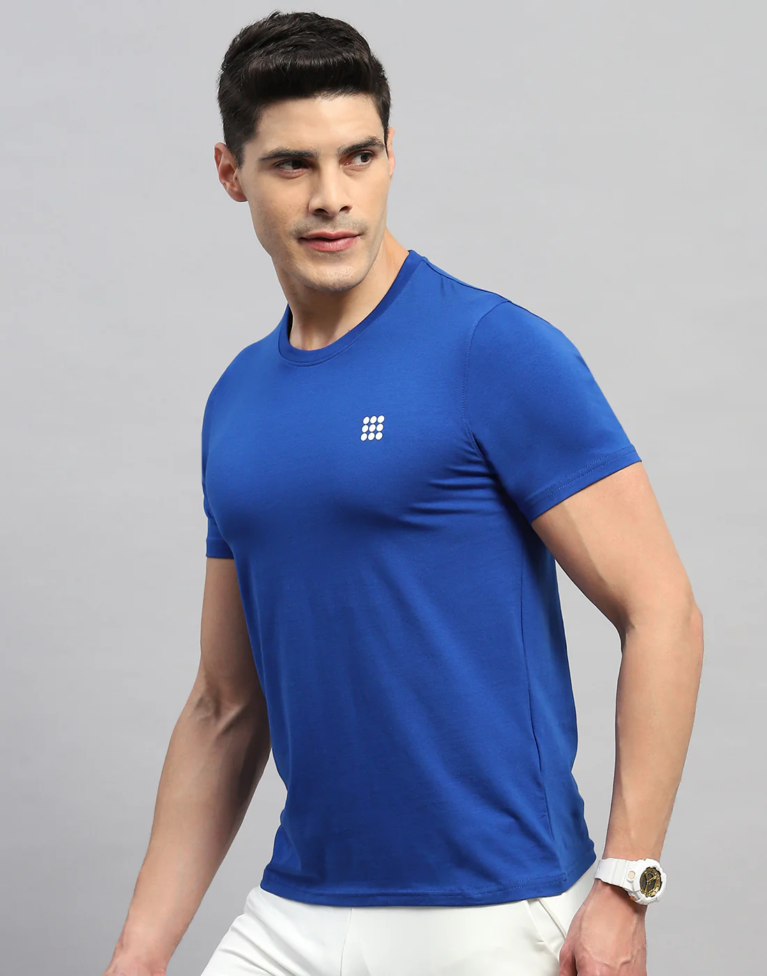 Rock.it Men Blue Solid Round Neck Half Sleeve T-Shirt - Image 3