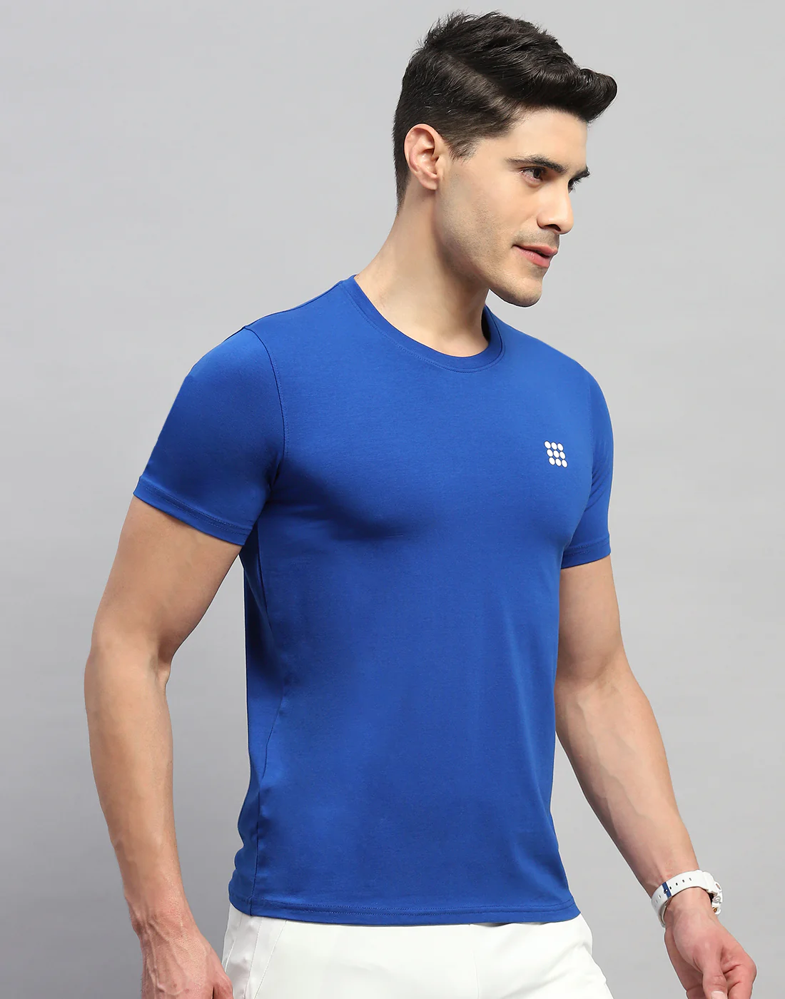 Rock.it Men Blue Solid Round Neck Half Sleeve T-Shirt - Image 4