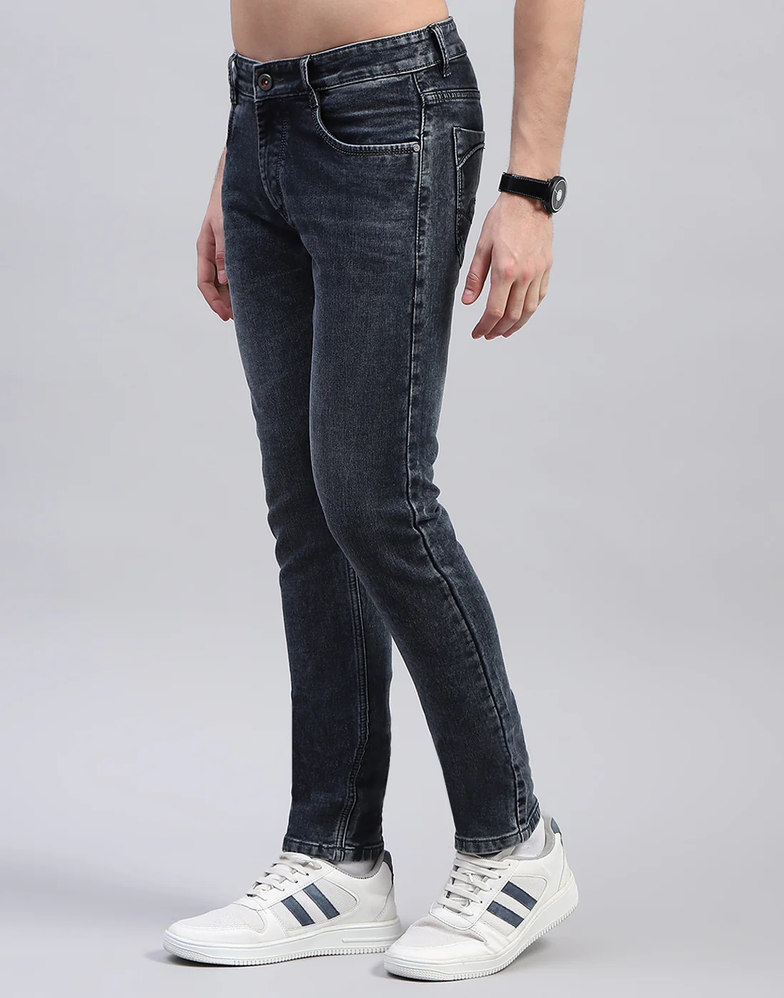Men Blue Solid Skinny Fit Denim - Image 3