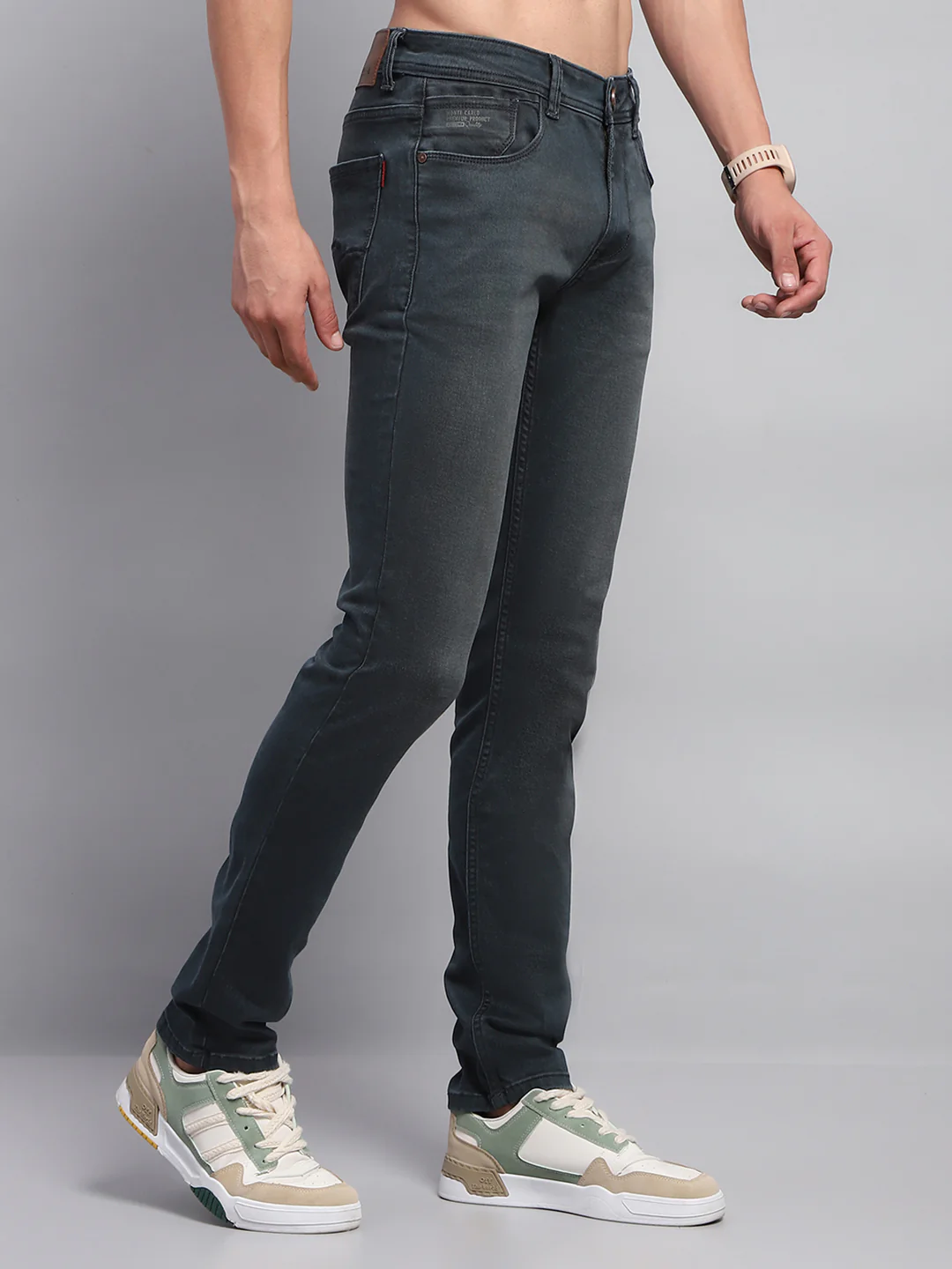 Men Blue Solid Skinny Fit Denim - Image 4
