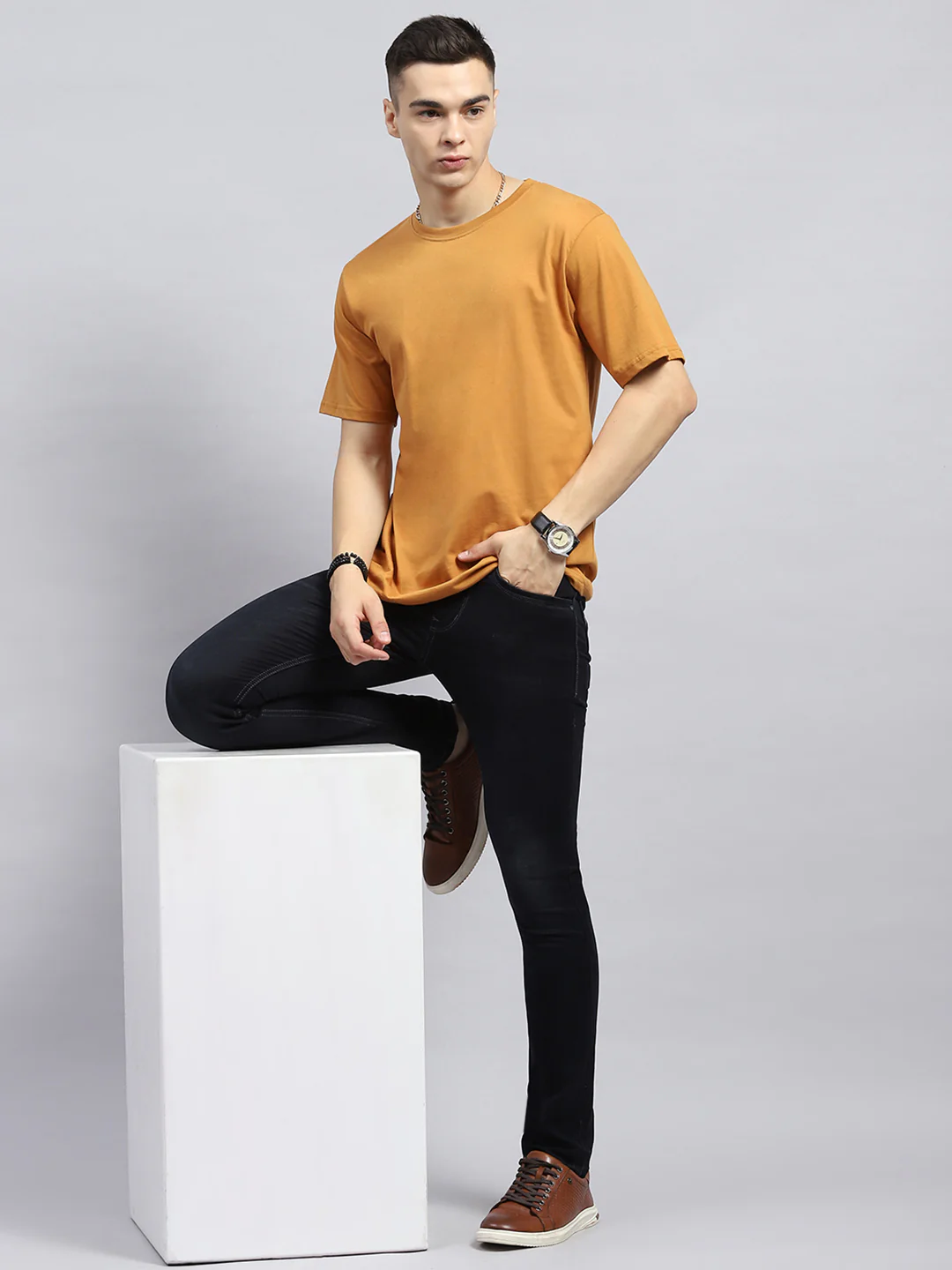 Men Blue Solid Skinny Fit Denim - Image 2