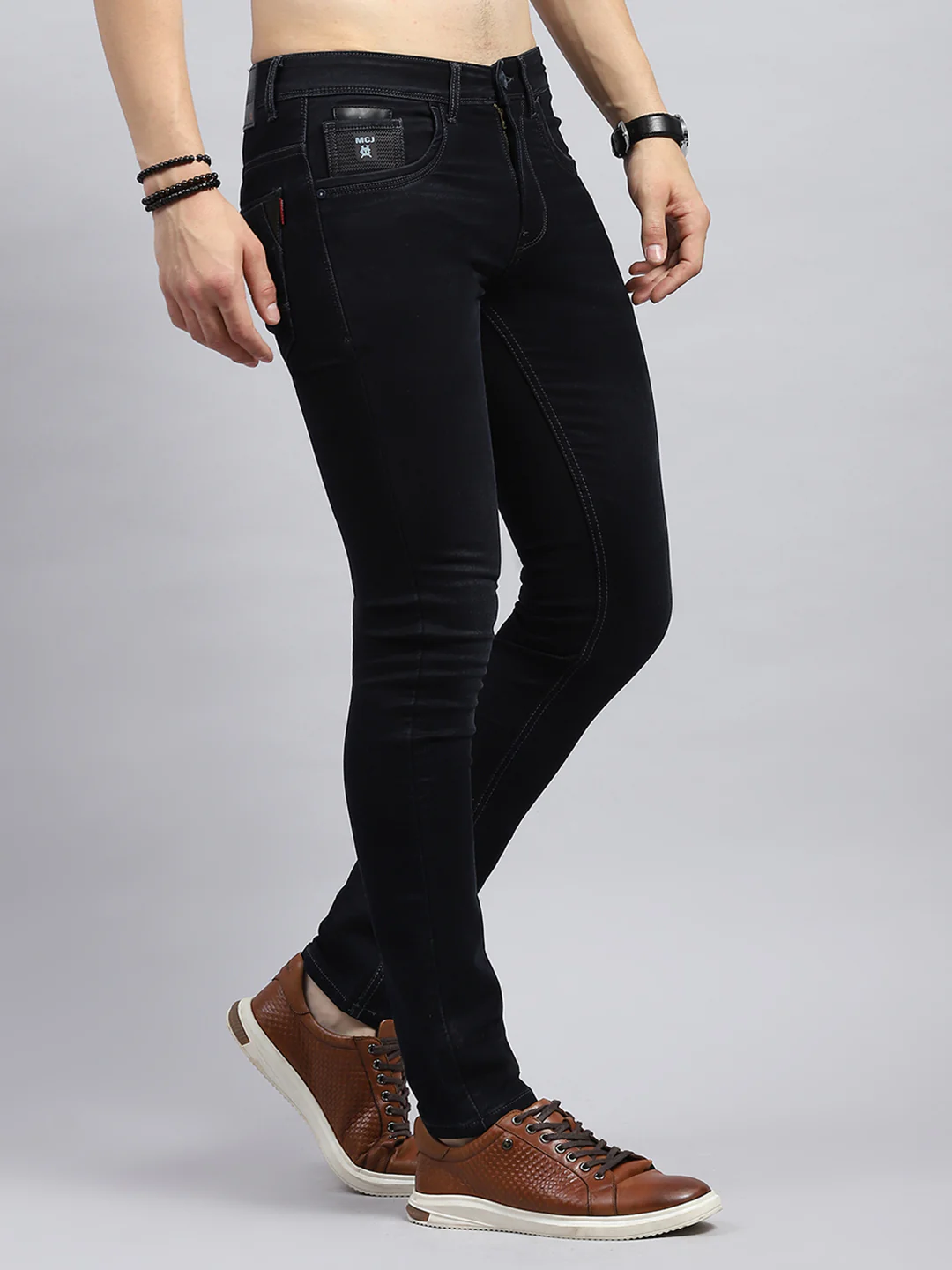 Men Blue Solid Skinny Fit Denim - Image 4