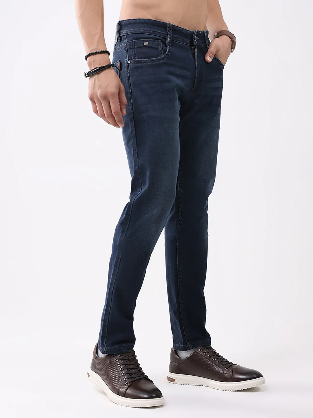 Men Blue Solid Skinny Fit Denim - Image 4