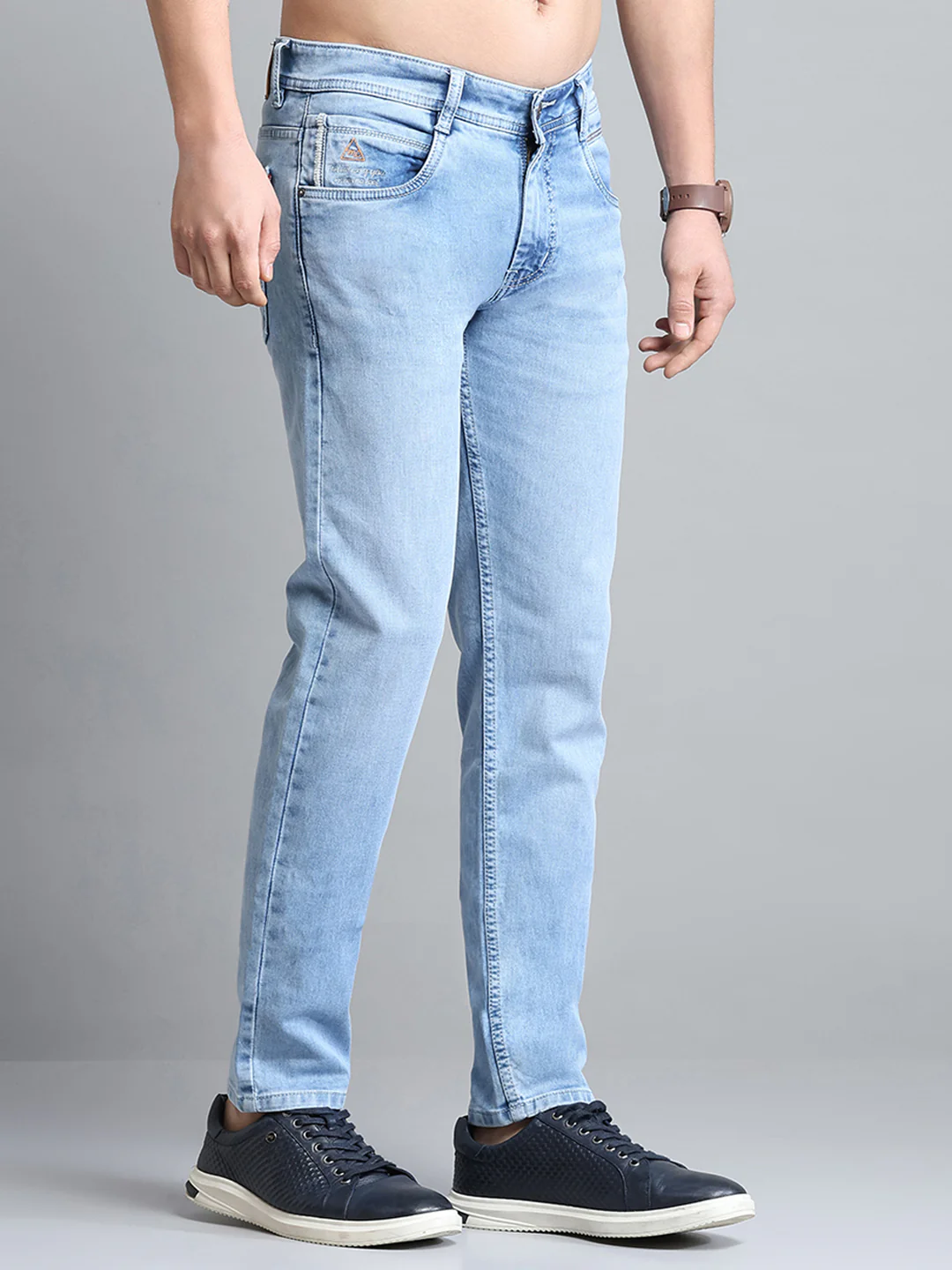 Men Blue Solid Skinny Fit Denim - Image 4