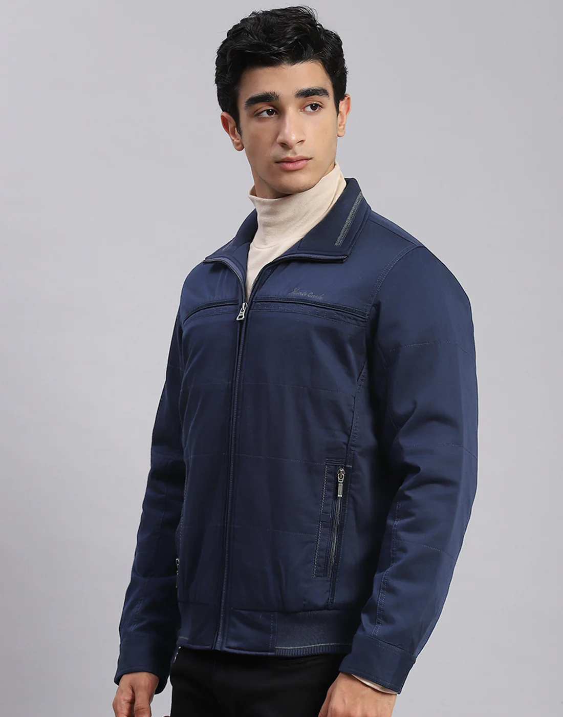 Men Blue Solid Spread Collar Full Sleeve Jackets - Image 3