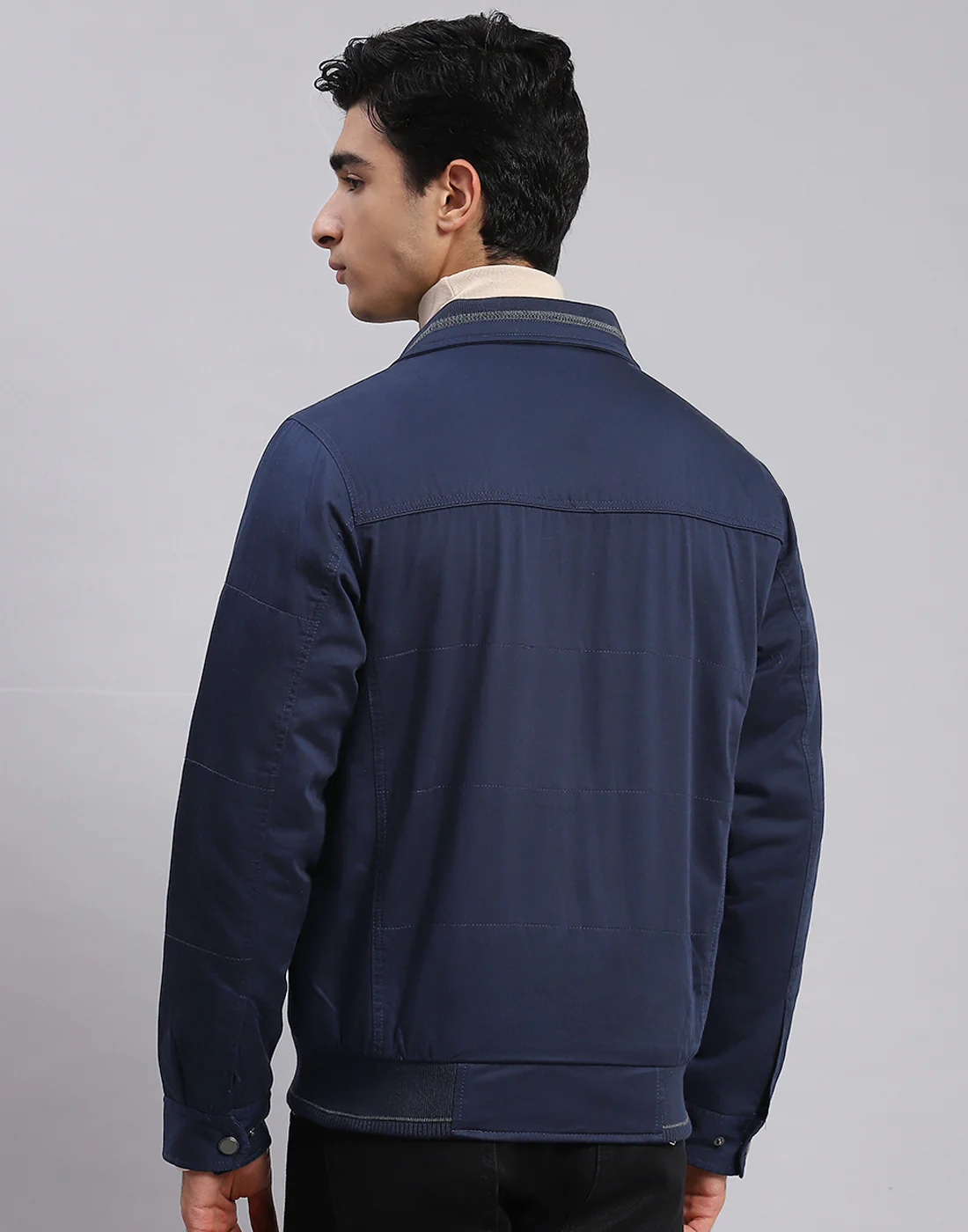 Men Blue Solid Spread Collar Full Sleeve Jackets - Image 5