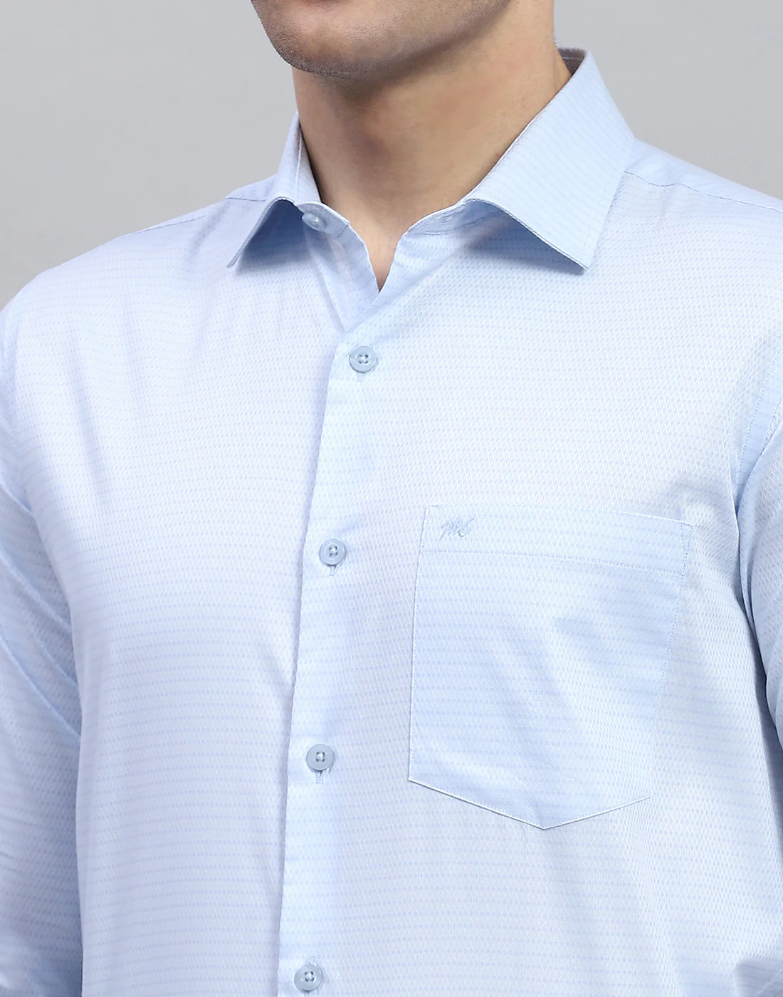 Men Blue Solid Spread Collar Full Sleeve Shirt - Image 6