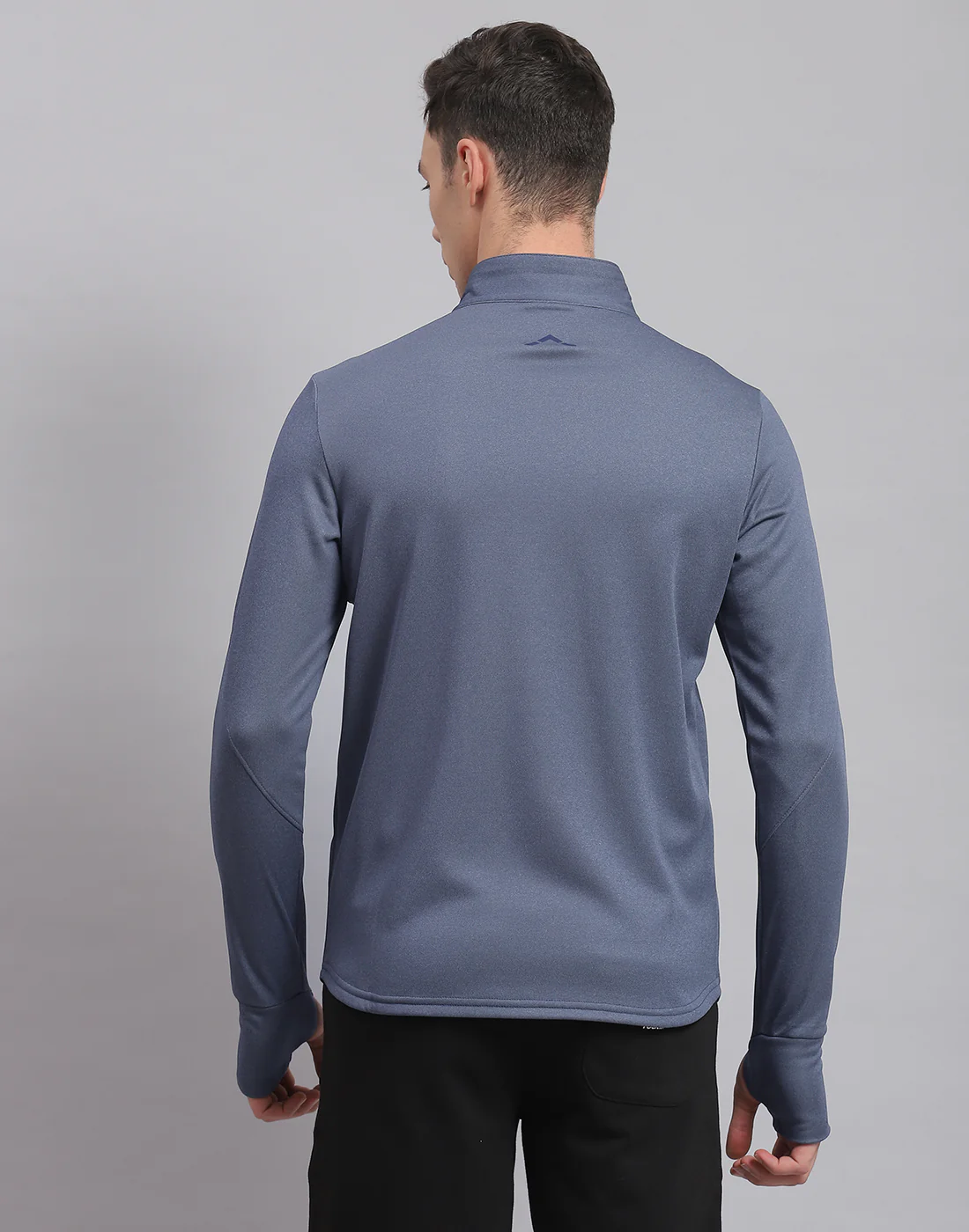 Rock.it Men Blue Solid Stand Collar Full Sleeve Sweatshirt - Image 5