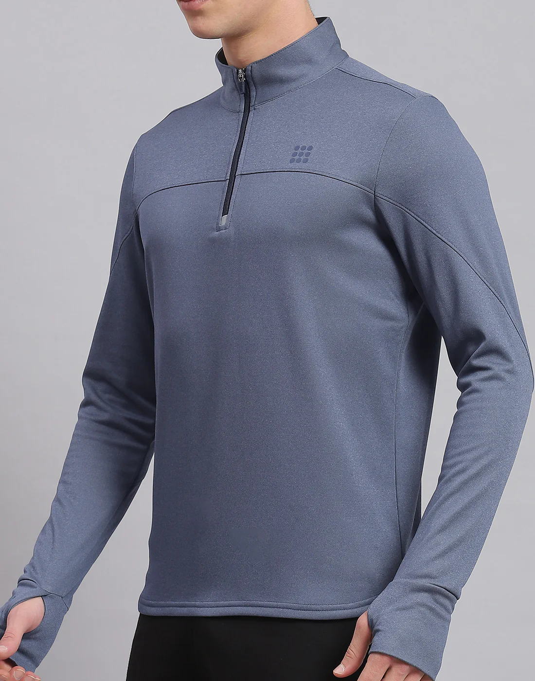 Rock.it Men Blue Solid Stand Collar Full Sleeve Sweatshirt - Image 6