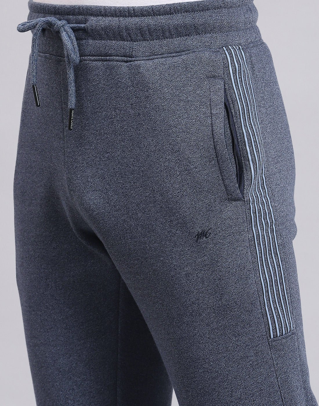 Men Blue Solid Stand Collar Full Sleeve Tracksuit - Image 8