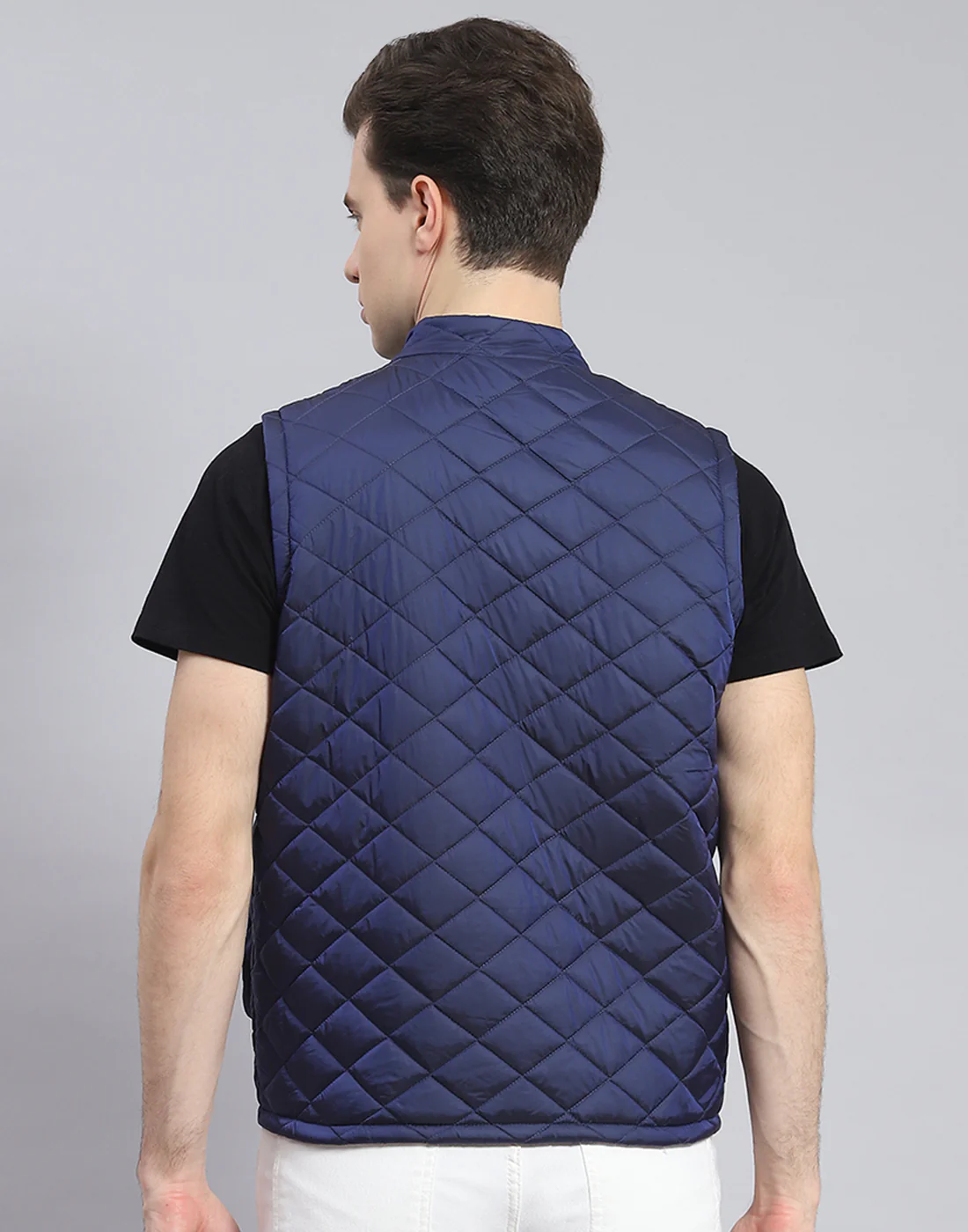 Rock.it Men Blue Solid Stand Collar Sleeveless Jacket - Image 5