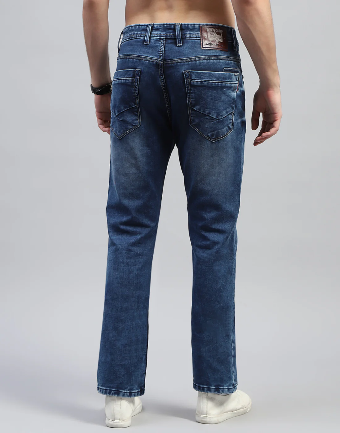 Men Blue Solid Straight Fit Denim - Image 5