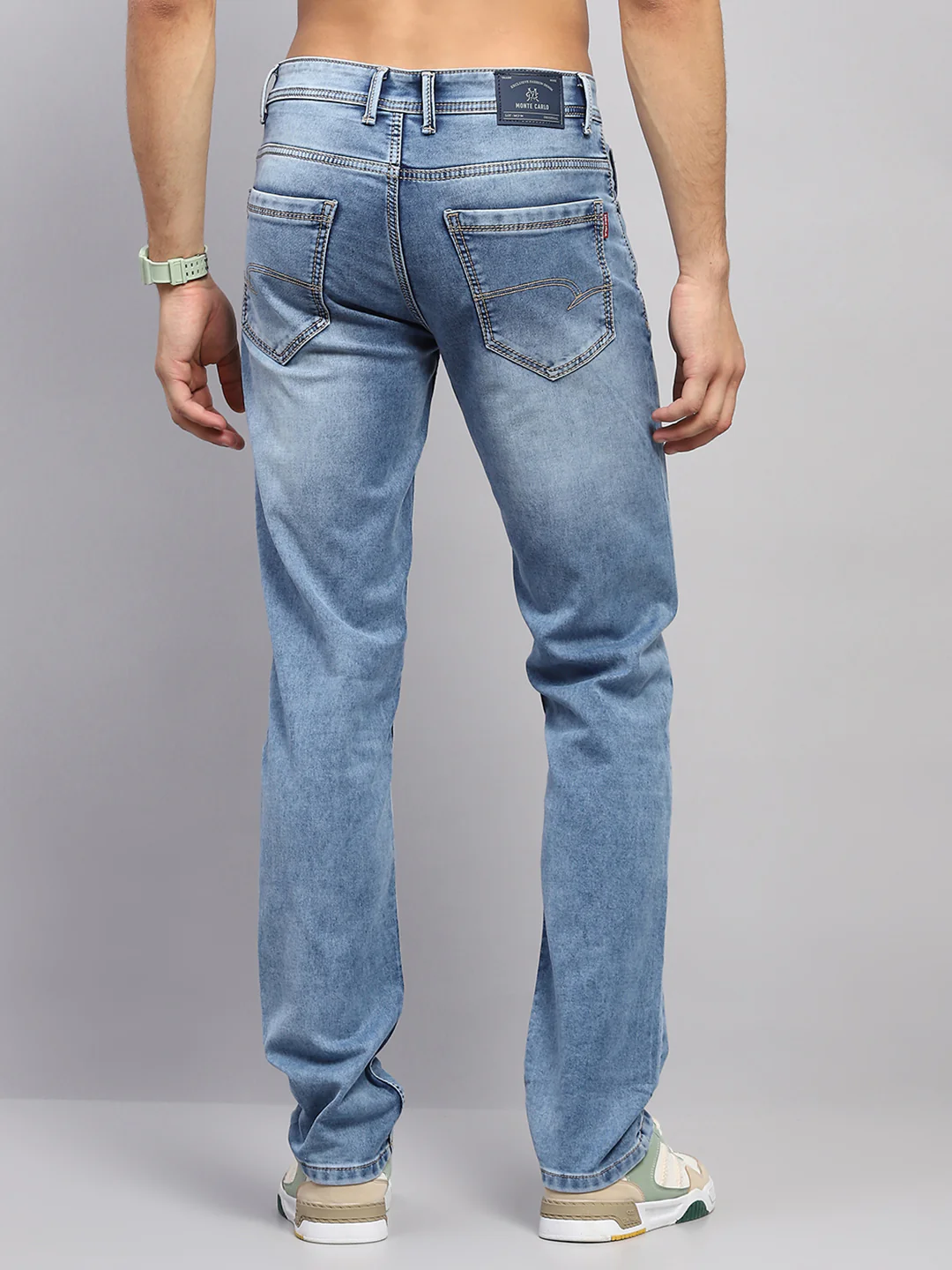 Men Blue Solid Straight Fit Denim - Image 5