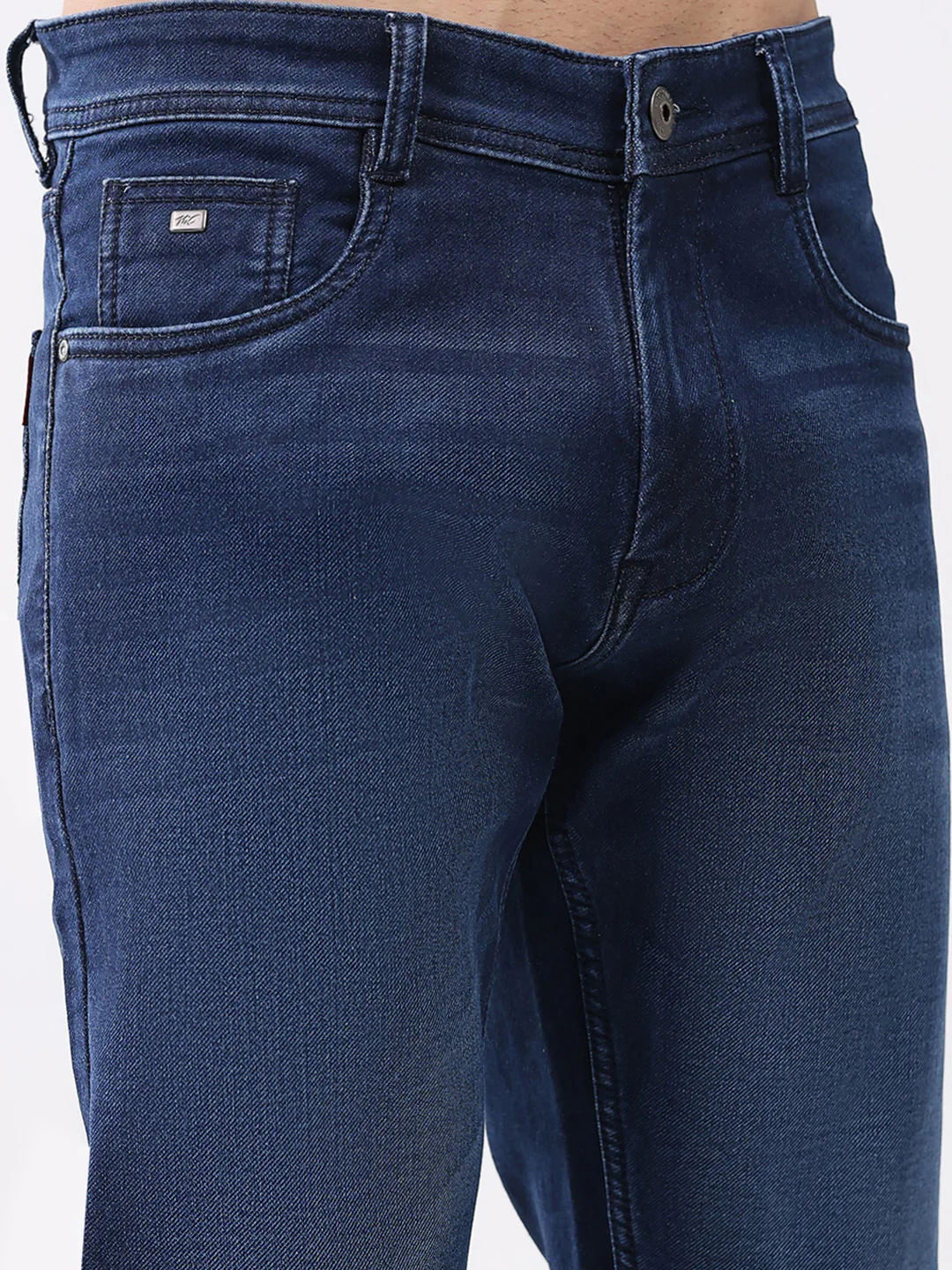 Men Blue Solid Straight Fit Denim - Image 6