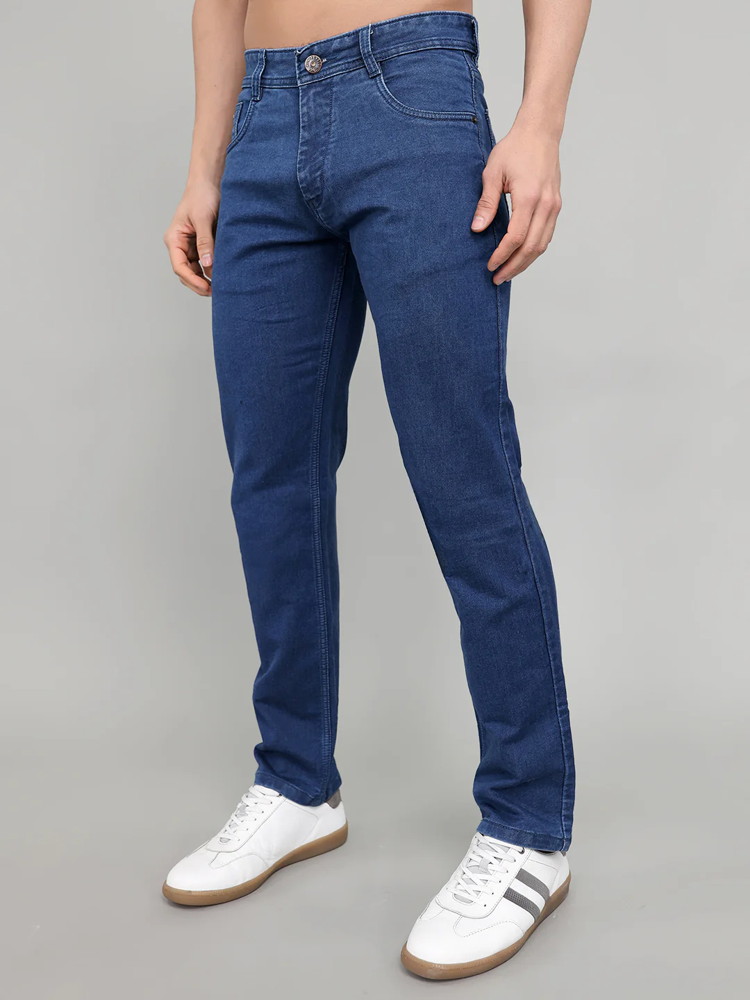Men Blue Solid Straight Fit Denim - Image 2