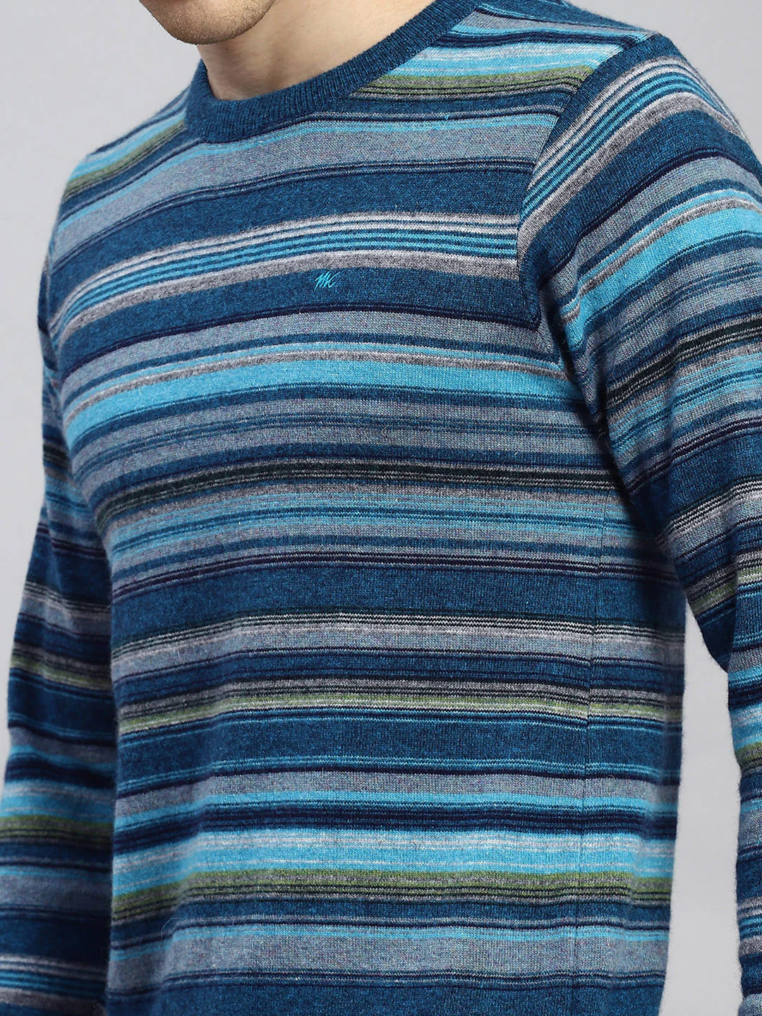 Men Blue Stripe Pullover - Image 6