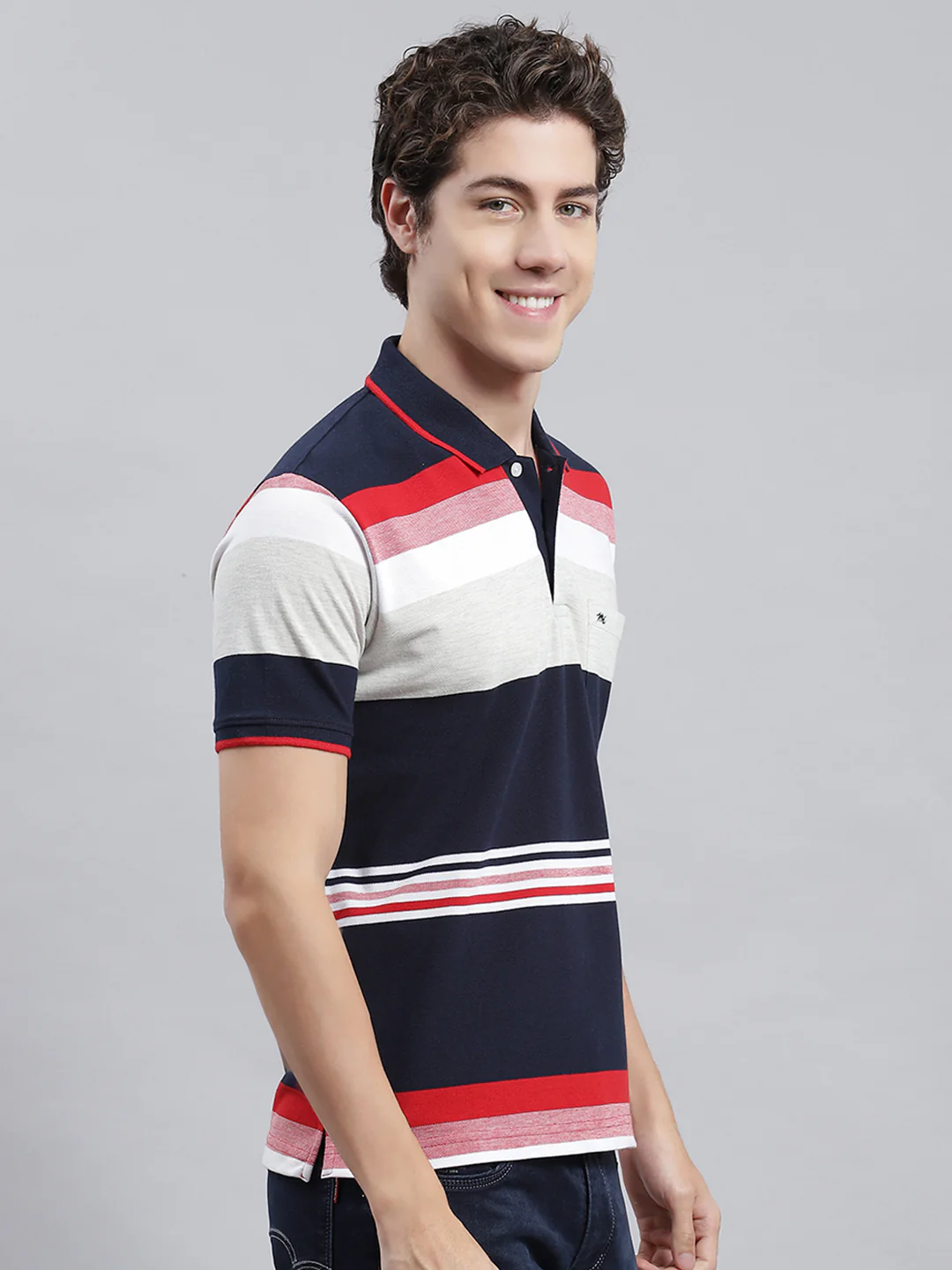 Men Blue Stripe T-Shirt - Image 3