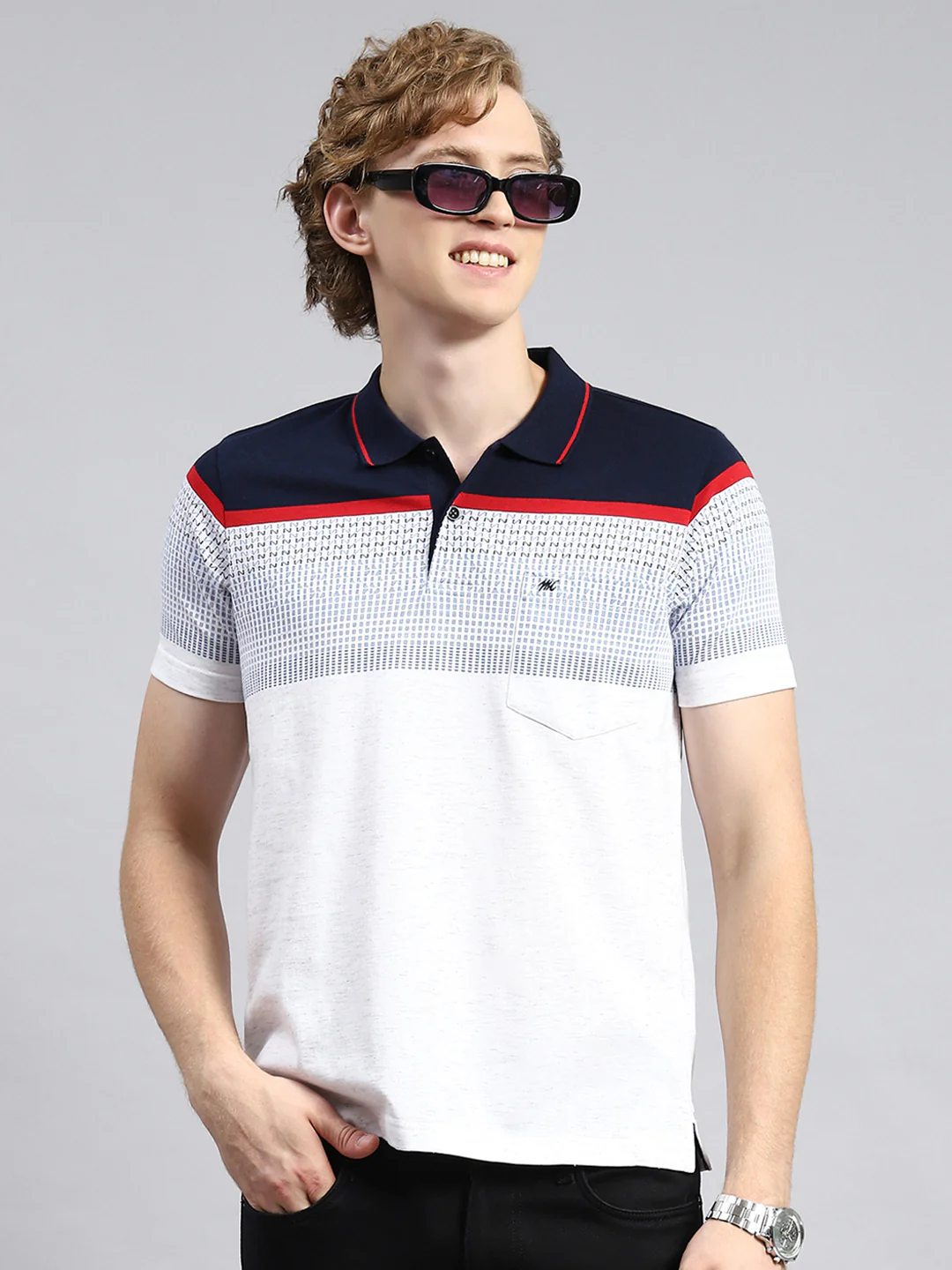 Men Blue Stripe T-Shirt - Image 2
