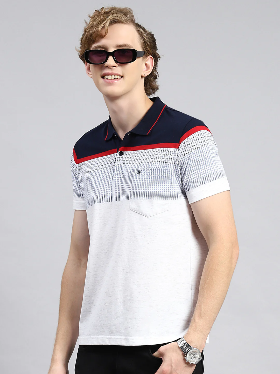 Men Blue Stripe T-Shirt - Image 4
