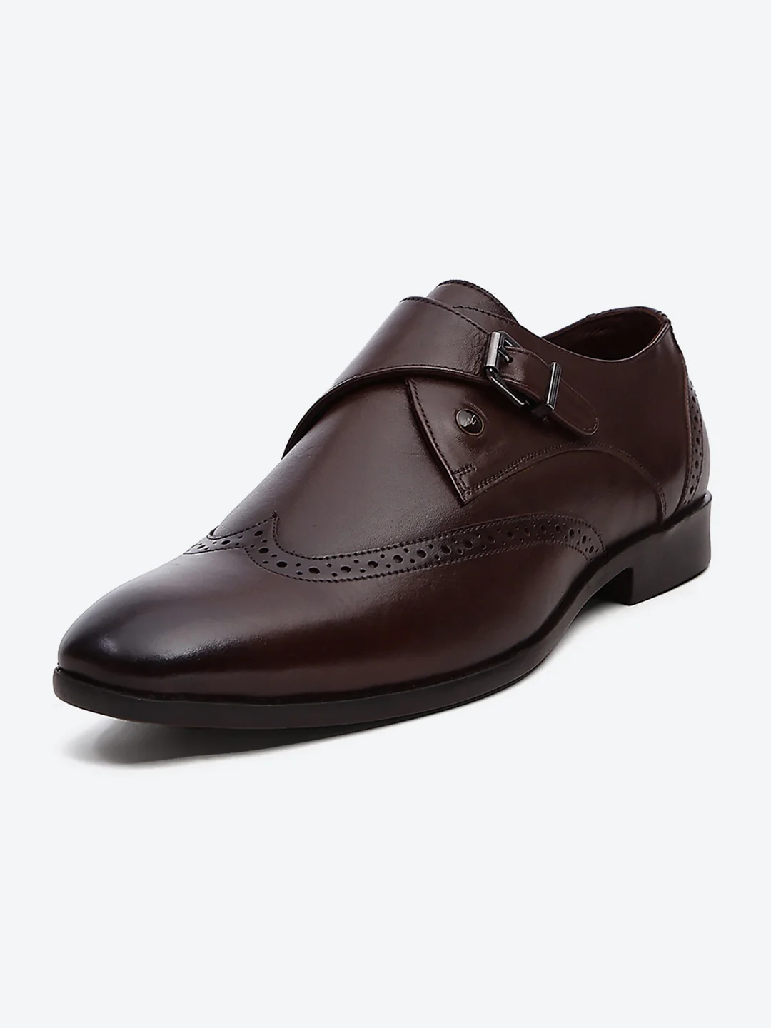 Men Brown Buckle Leather Formal Monks - Image 4