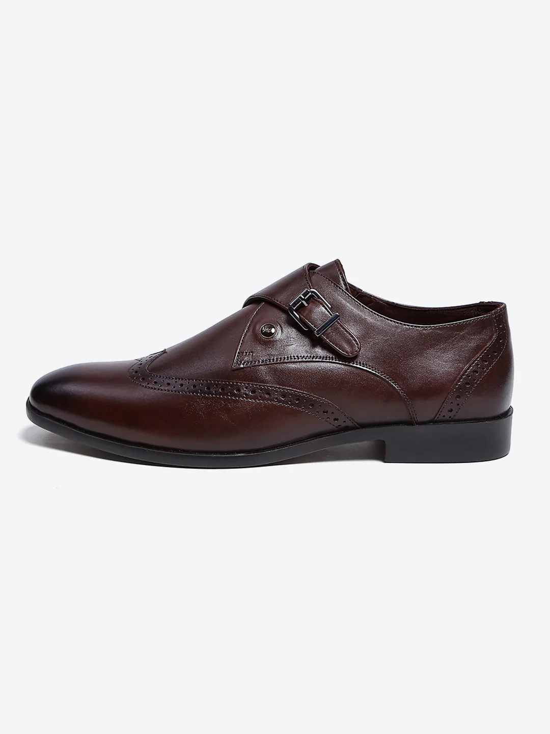 Men Brown Buckle Leather Formal Monks - Image 5