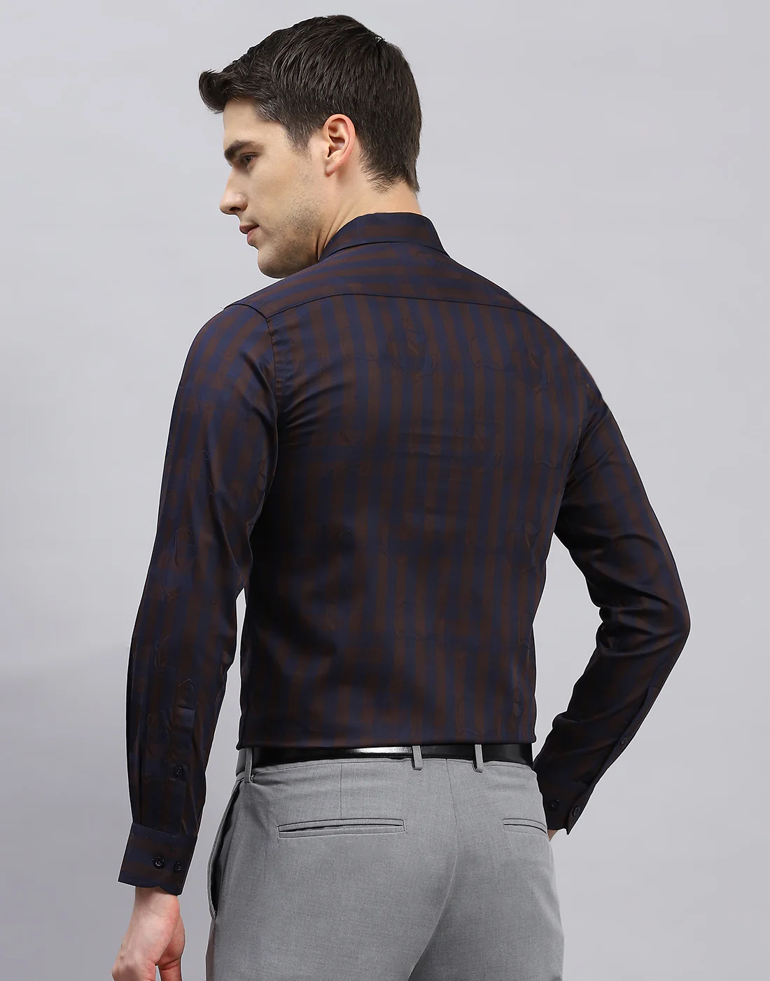 Men Brown Check Collar Full Sleeve Shirt - Image 5