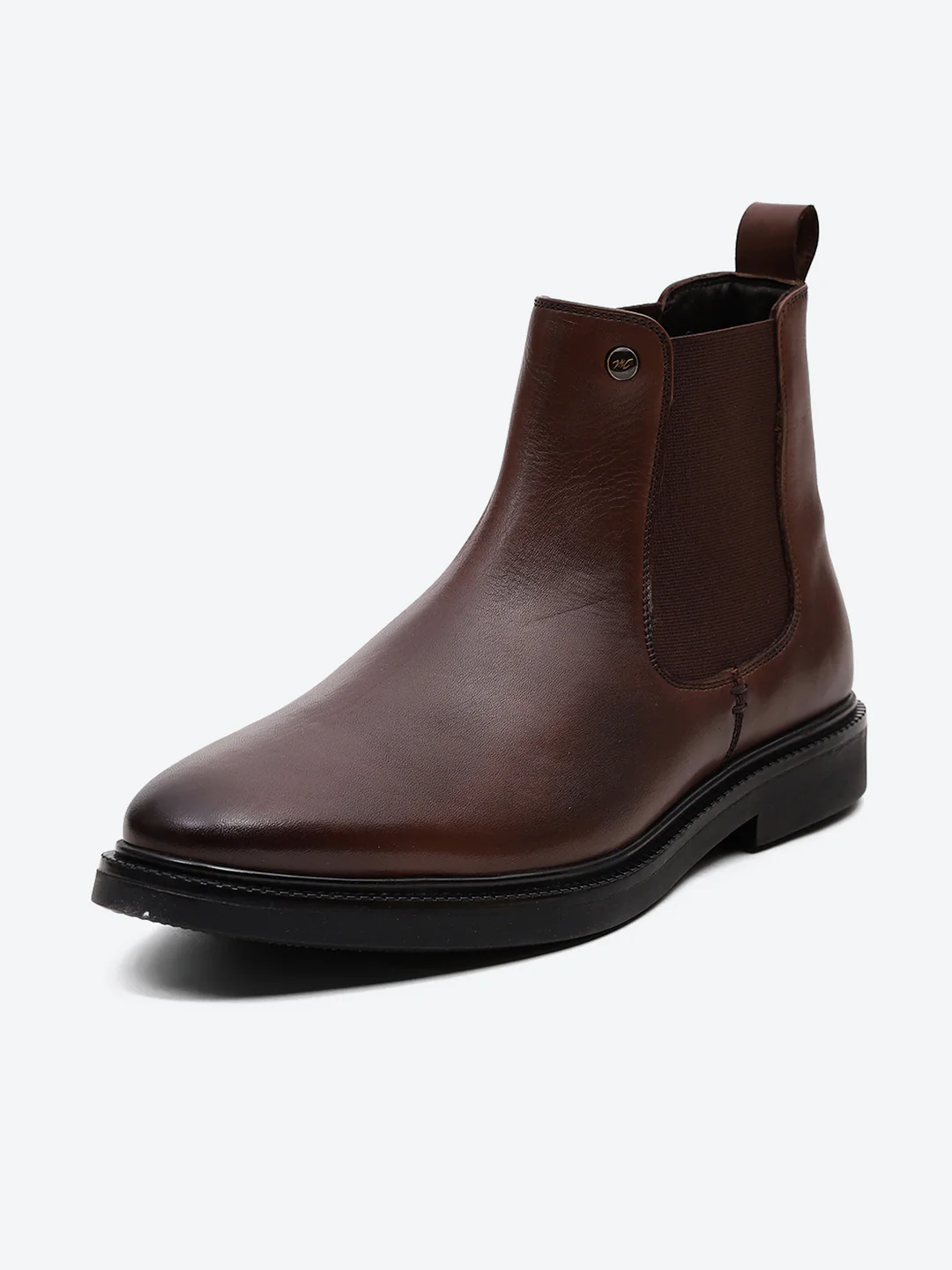 Men Brown Elastic Genuine Leather Chelsea Boots - Image 3