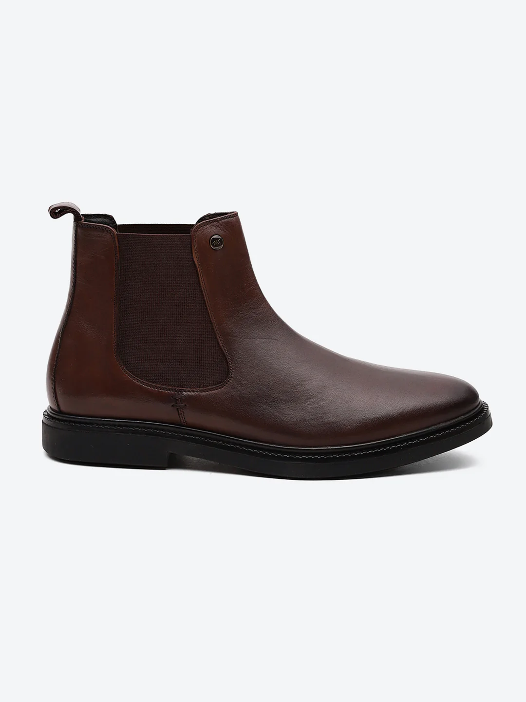 Men Brown Elastic Genuine Leather Chelsea Boots - Image 5