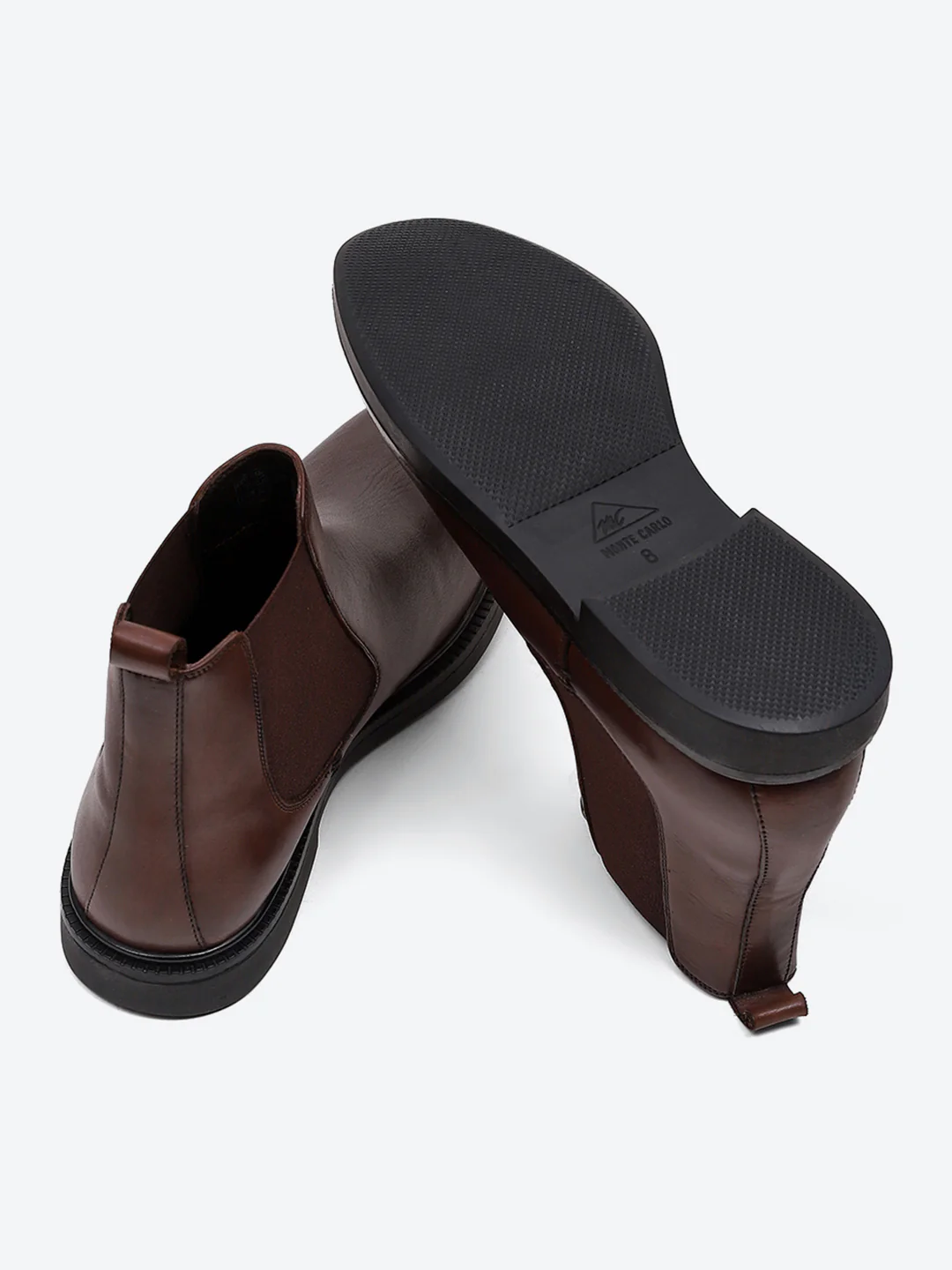 Men Brown Elastic Genuine Leather Chelsea Boots - Image 8