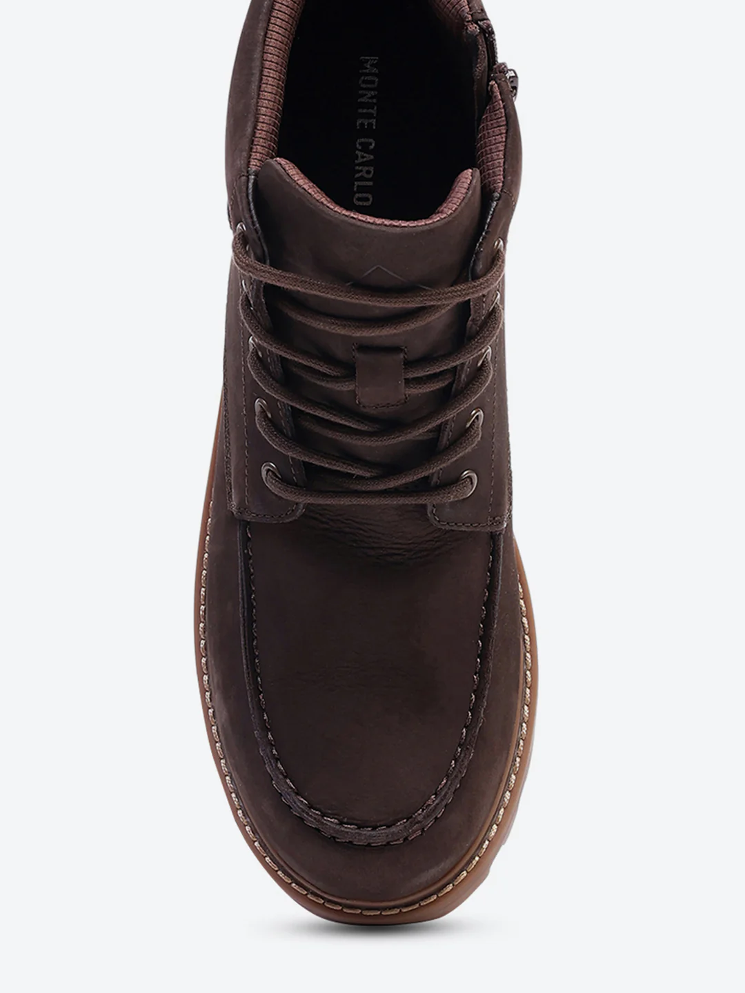 Men Brown Genuine Leather Lace Up Boots - Image 7