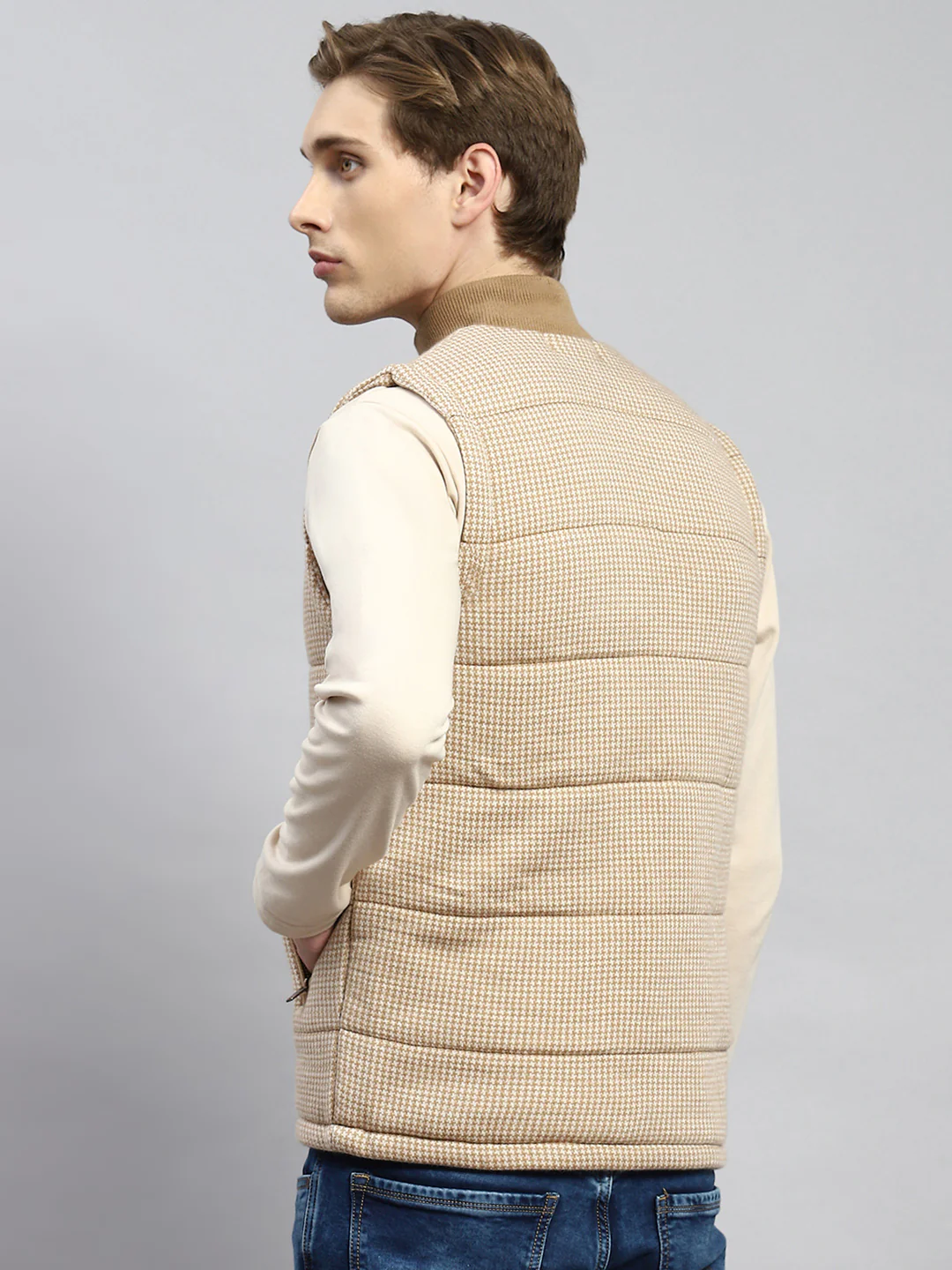 Men Brown Jaquard Jacket - Image 5