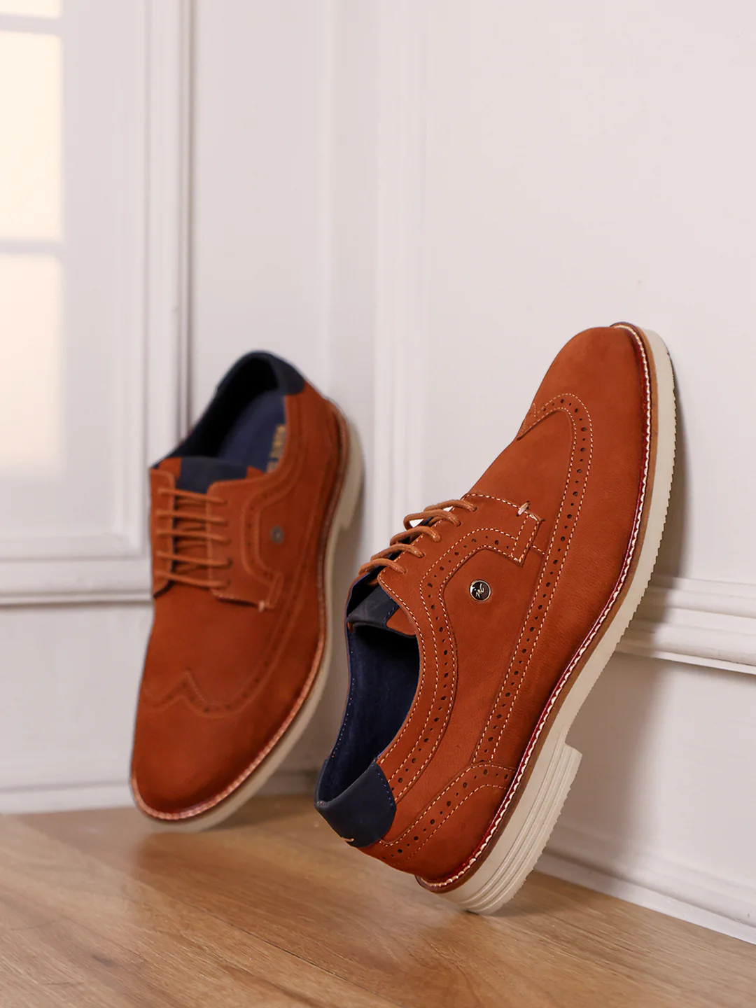 Men Brown Lace Up Genuine Leather Casual Brogues - Image 10
