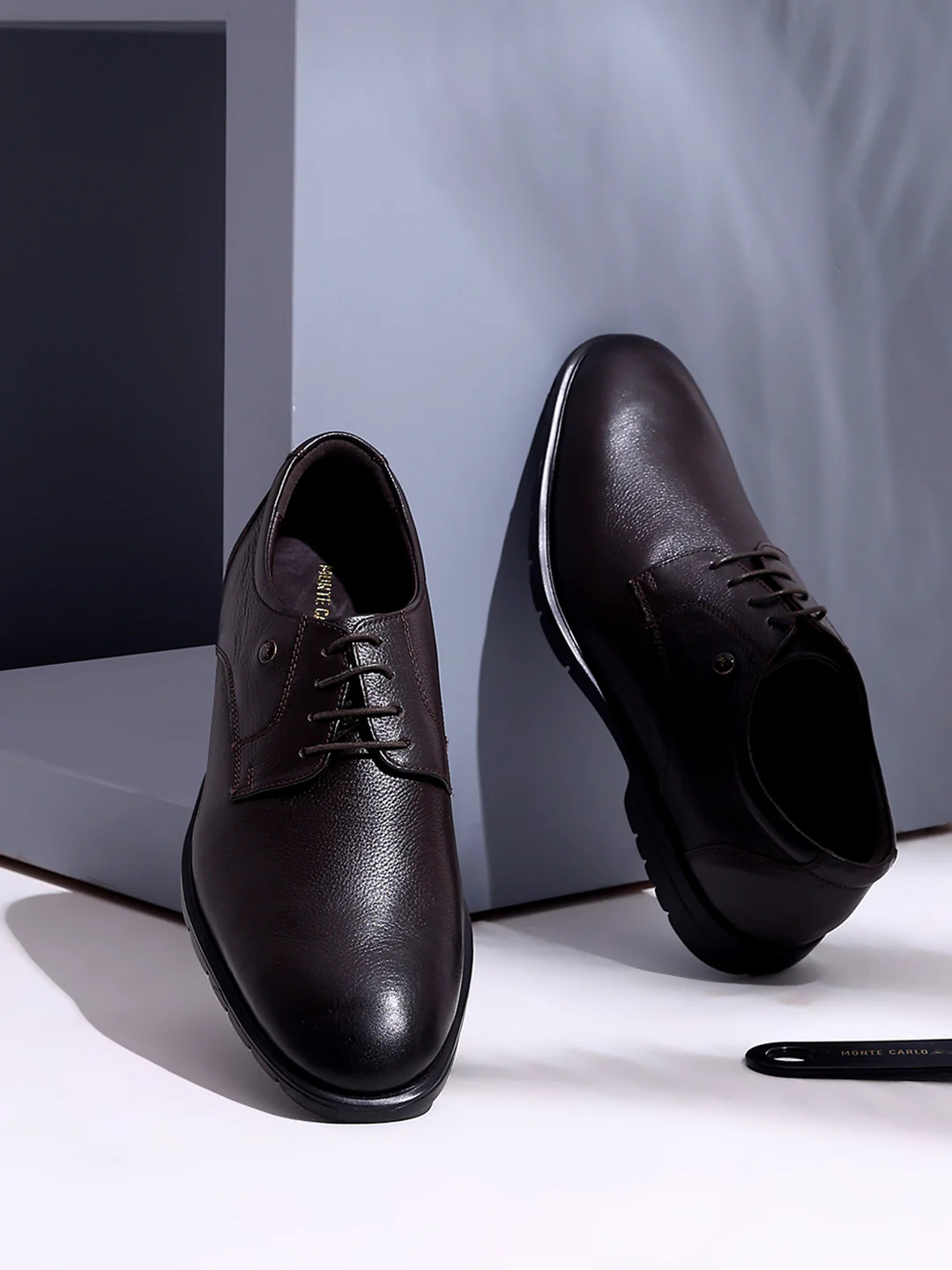 Men Brown Lace Up Genuine Leather Formal Derby - Image 2
