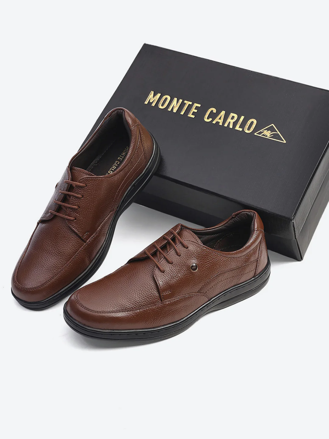 Men Brown Lace Up Genuine Leather Formal Shoes - Image 2