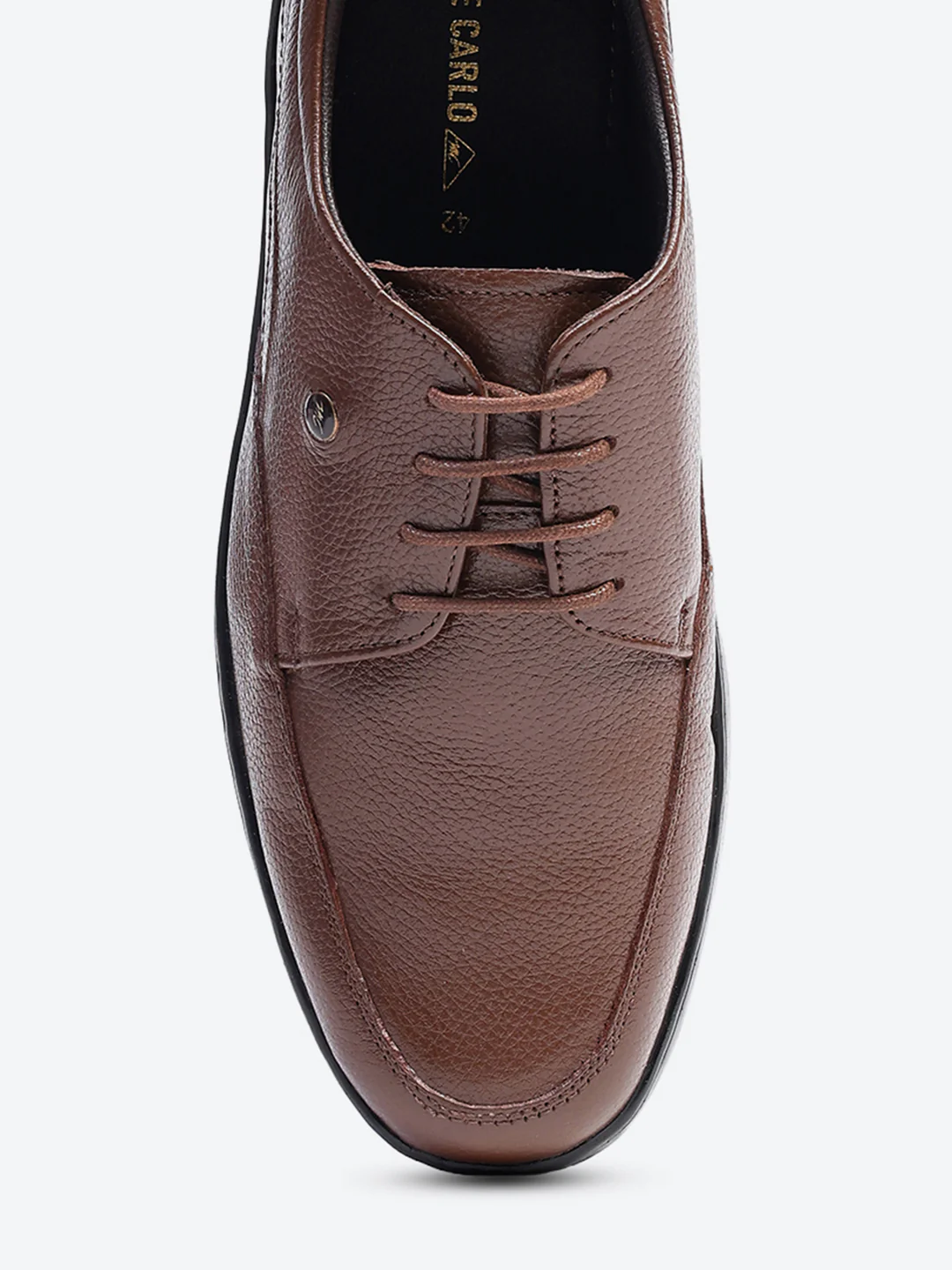 Men Brown Lace Up Genuine Leather Formal Shoes - Image 7