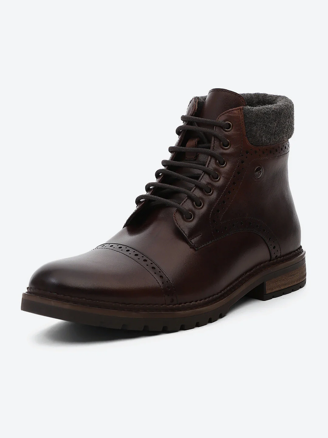 Men Brown Genuine Leather Lace Up Boots - Image 3