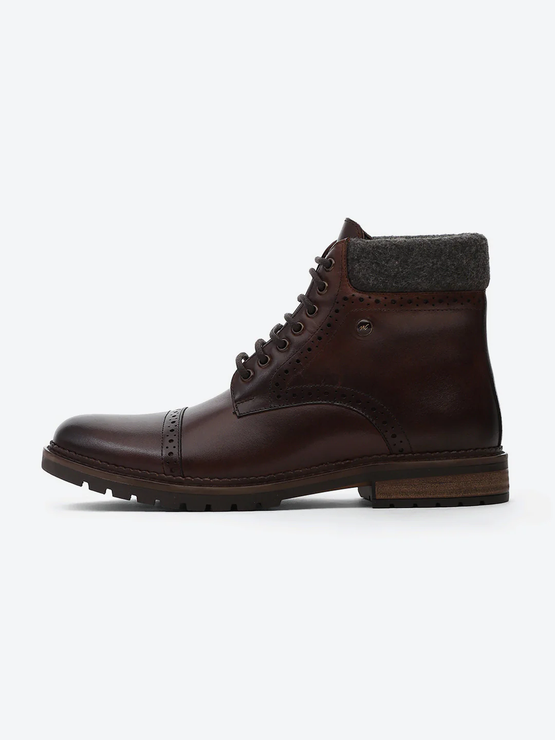 Men Brown Genuine Leather Lace Up Boots - Image 4