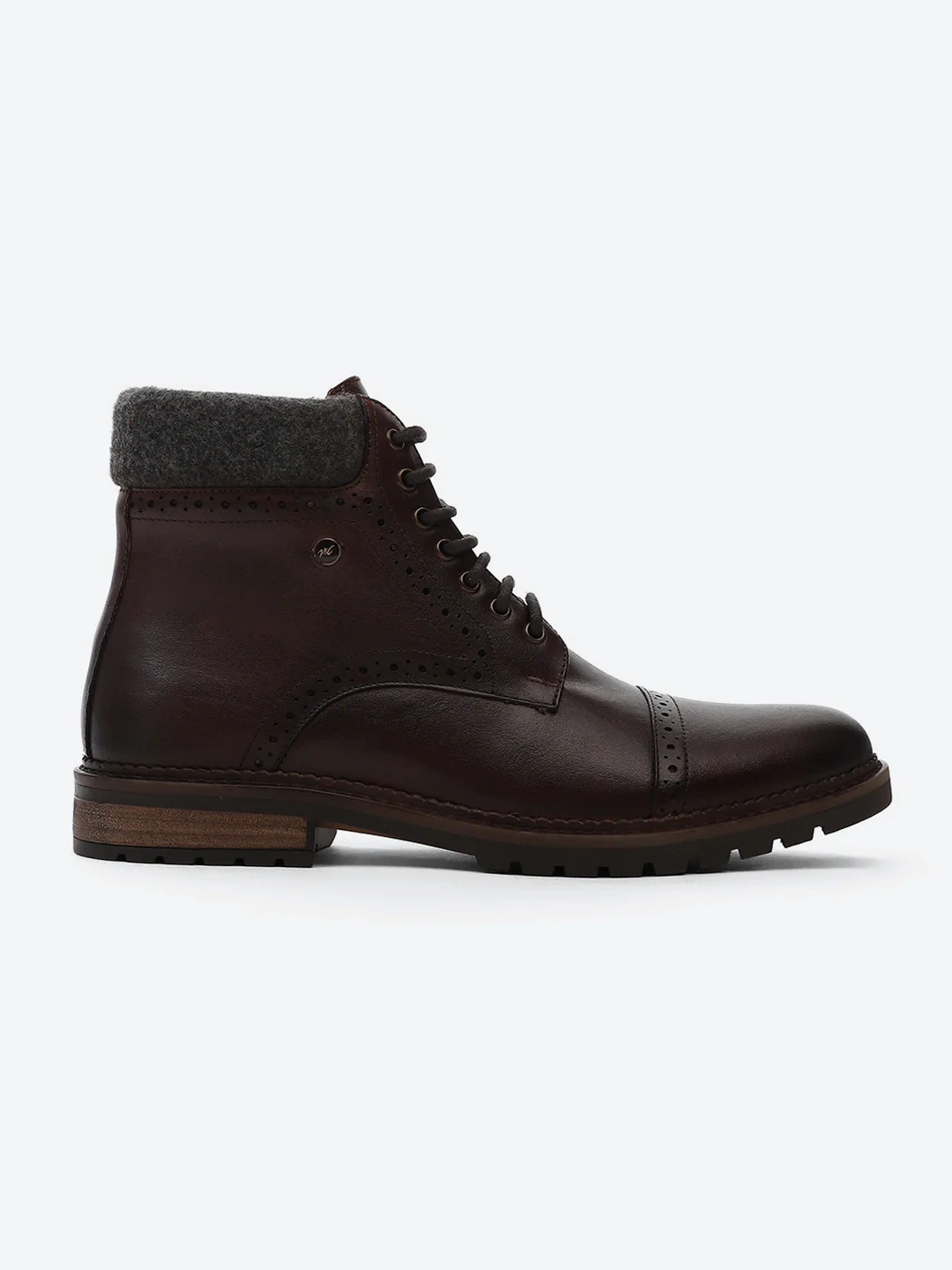 Men Brown Genuine Leather Lace Up Boots - Image 5