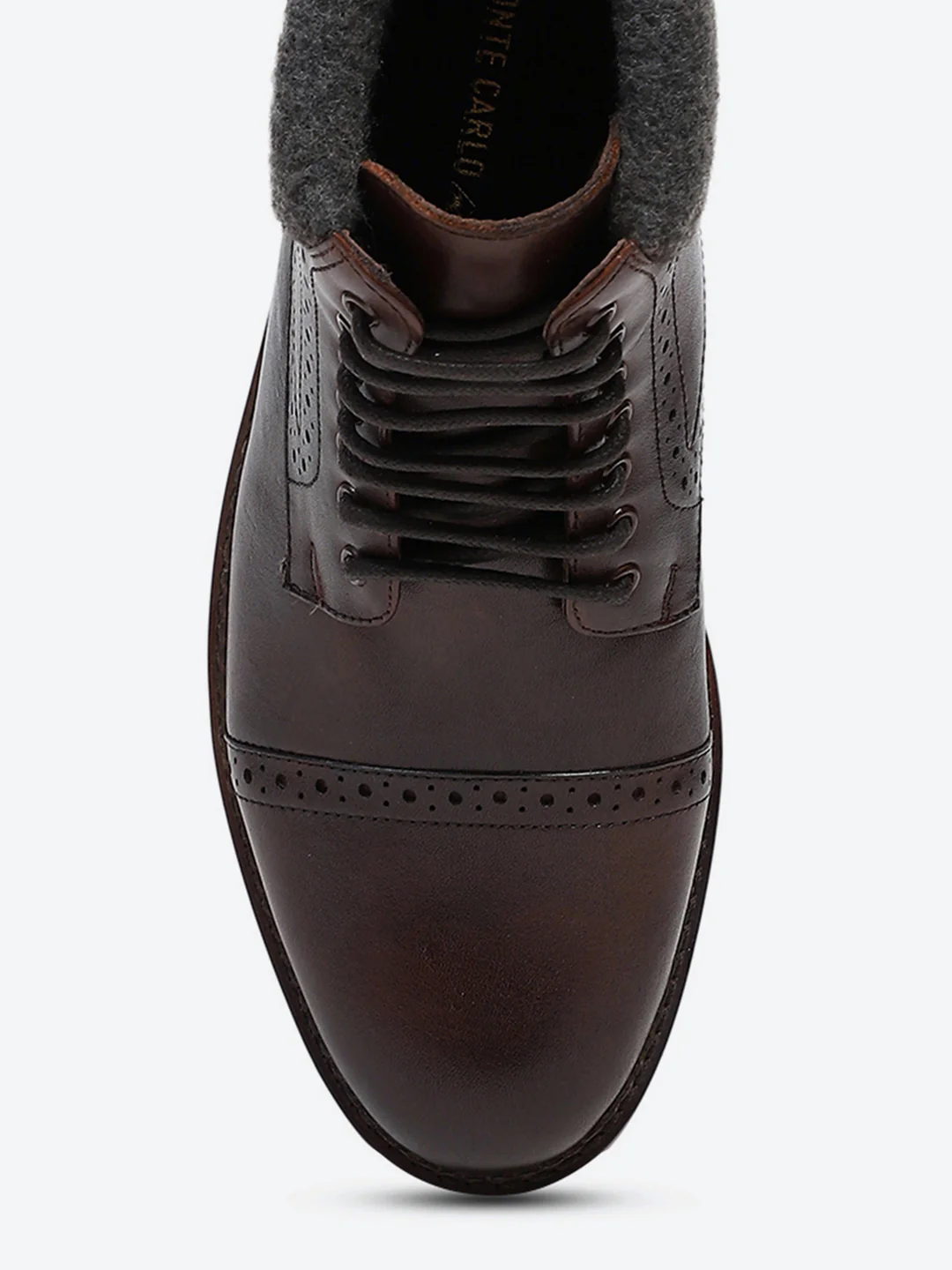 Men Brown Genuine Leather Lace Up Boots - Image 7