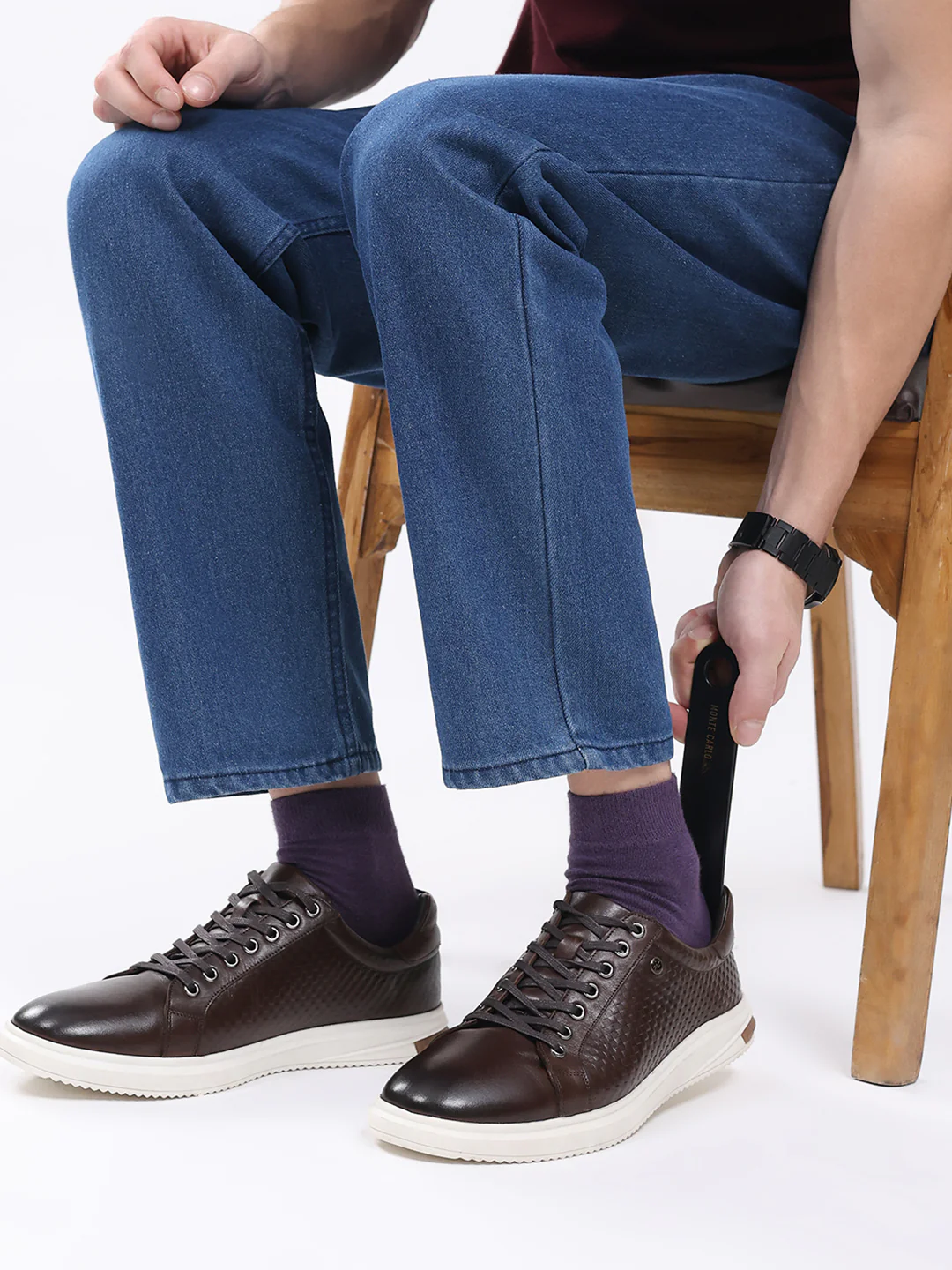 Men Brown Lace Up Leather Casual Shoes - Image 11