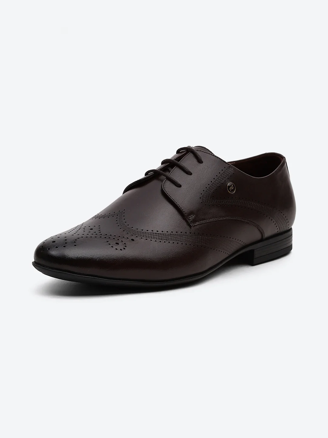 Men Brown Lace Up Leather Formal Derby - Image 3