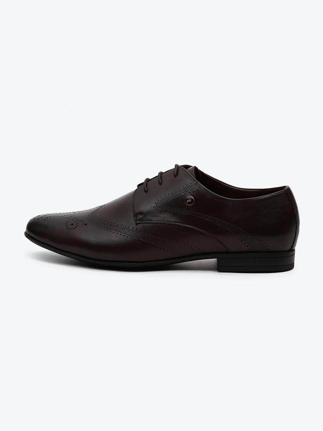 Men Brown Lace Up Leather Formal Derby - Image 4