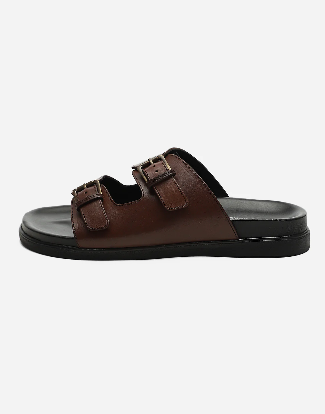 Men Brown Leather Comfort Casual Slippers - Image 4